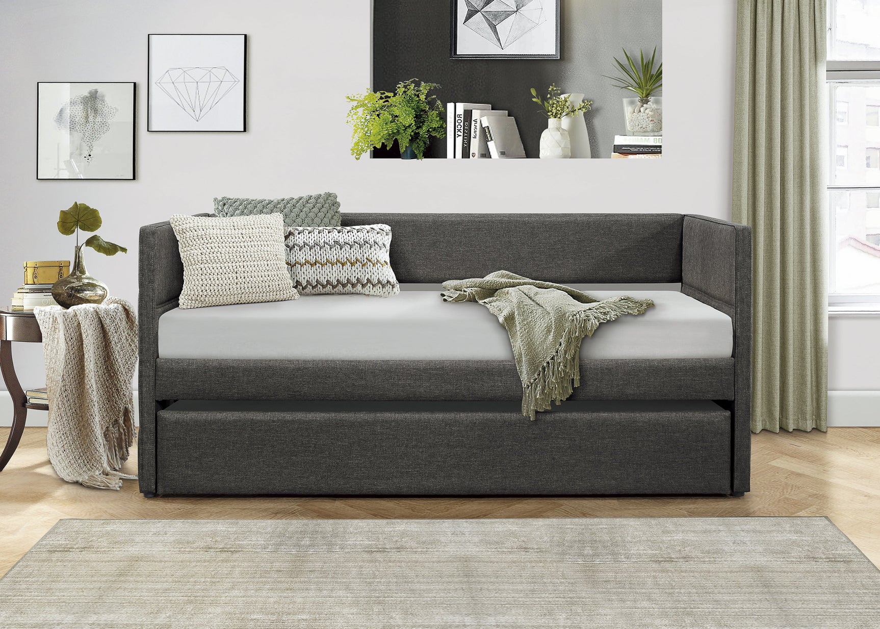 Vining Dark Gray Daybed with Trundle - Ornate Home