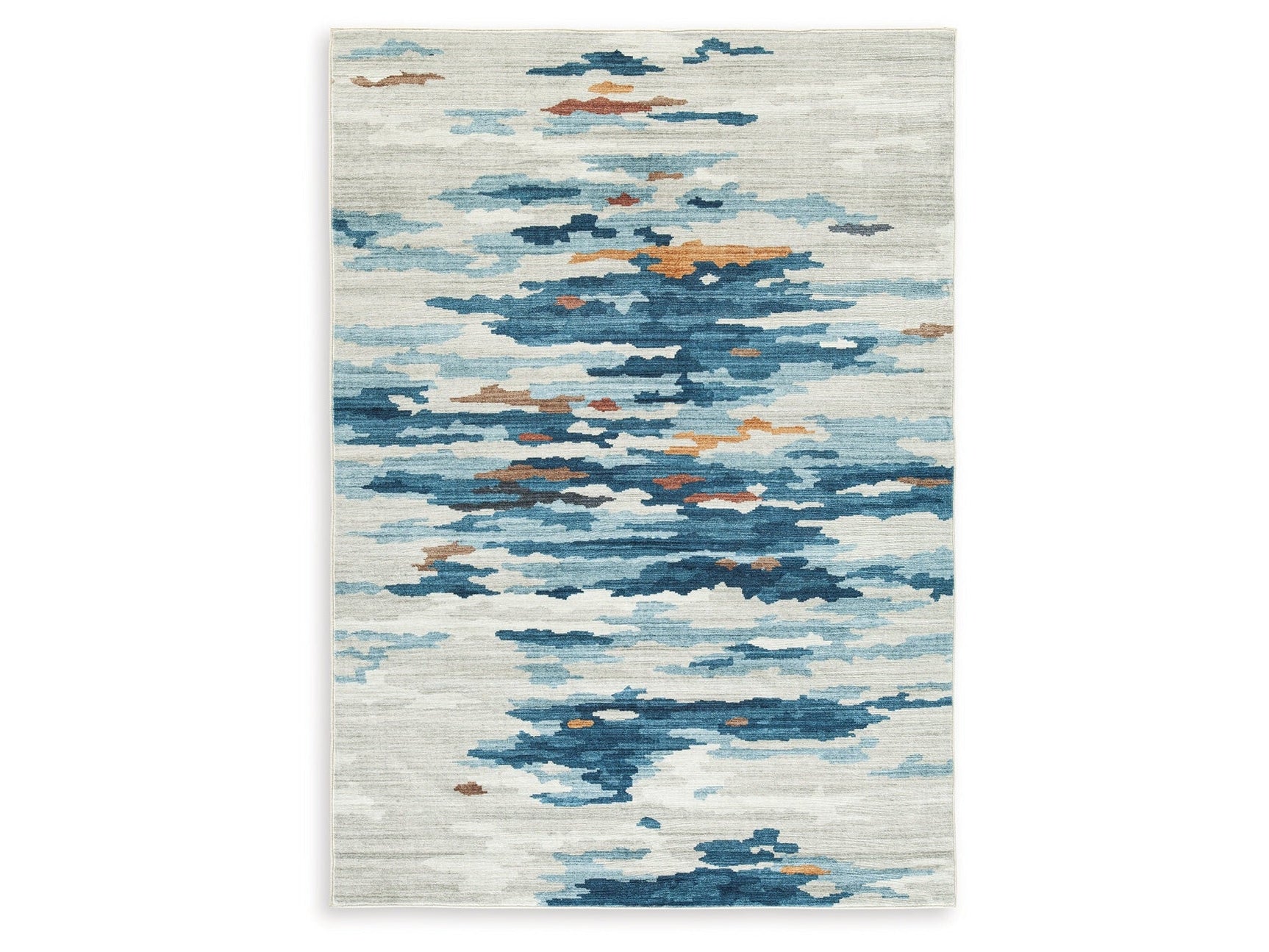 Vinlett Cream/Blue/Brown 5' x 7' Washable Rug (Online Special Price) - Ornate Home