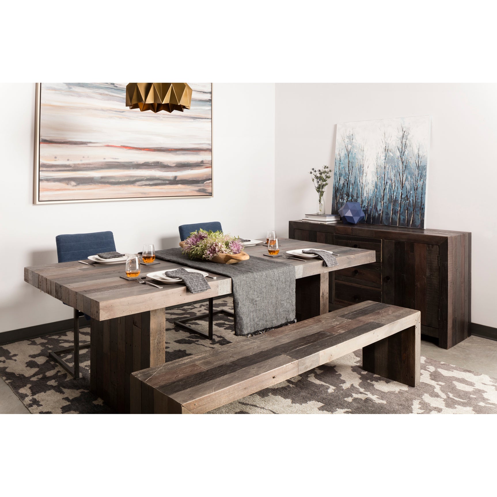 Vintage Grey Large Bench - Ornate Home