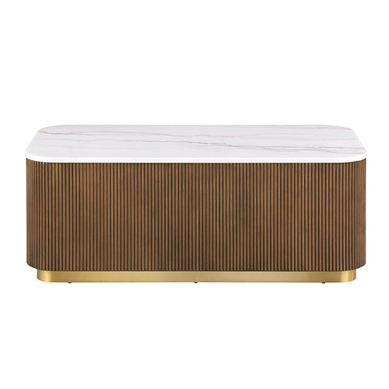 Virden Brown/White/Gold Rect Cocktail Table - Ornate Home