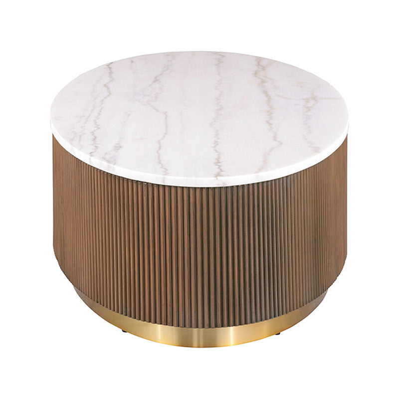 Virden Brown/White/Gold Round Cocktail Table - Ornate Home