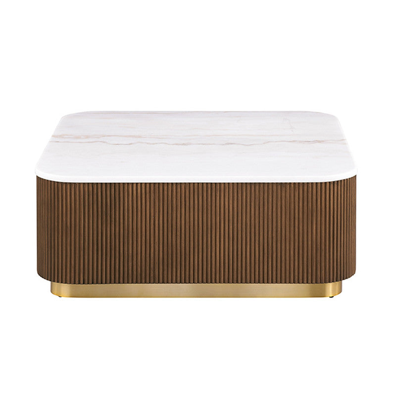 Virden Brown/White/Gold Square Cocktail Table - Ornate Home