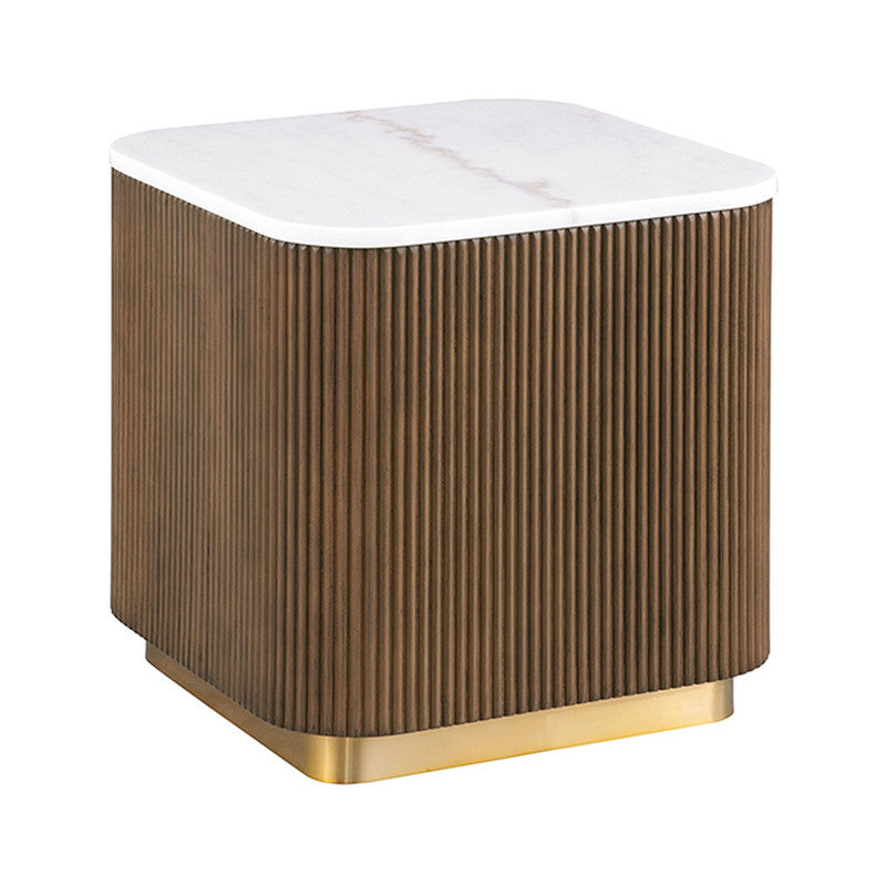 Virden Brown/White/Gold Square End Table - Ornate Home
