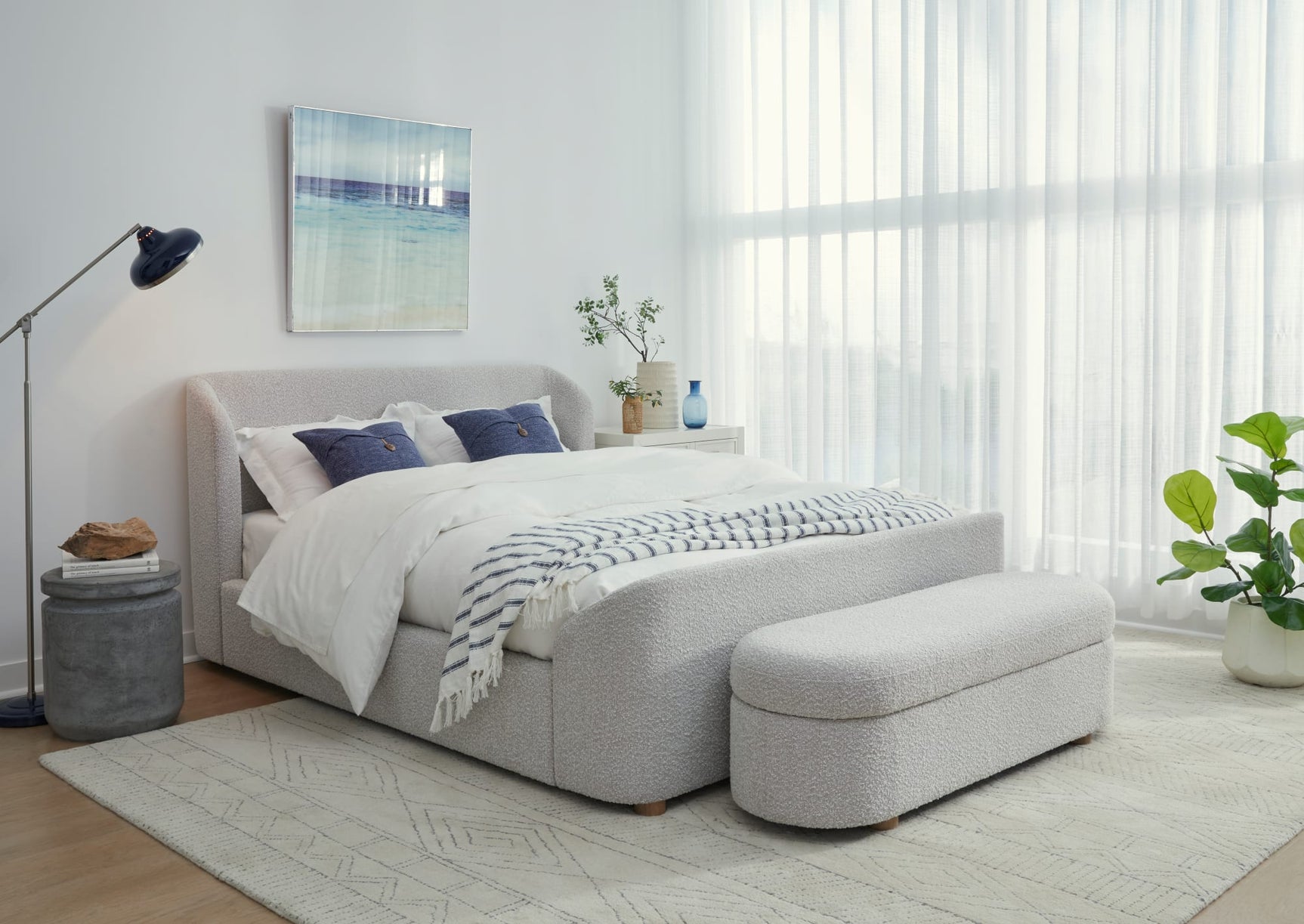 Virgil Kiki Cotton Ball Queen Upholstered Platform Bed - Ornate Home