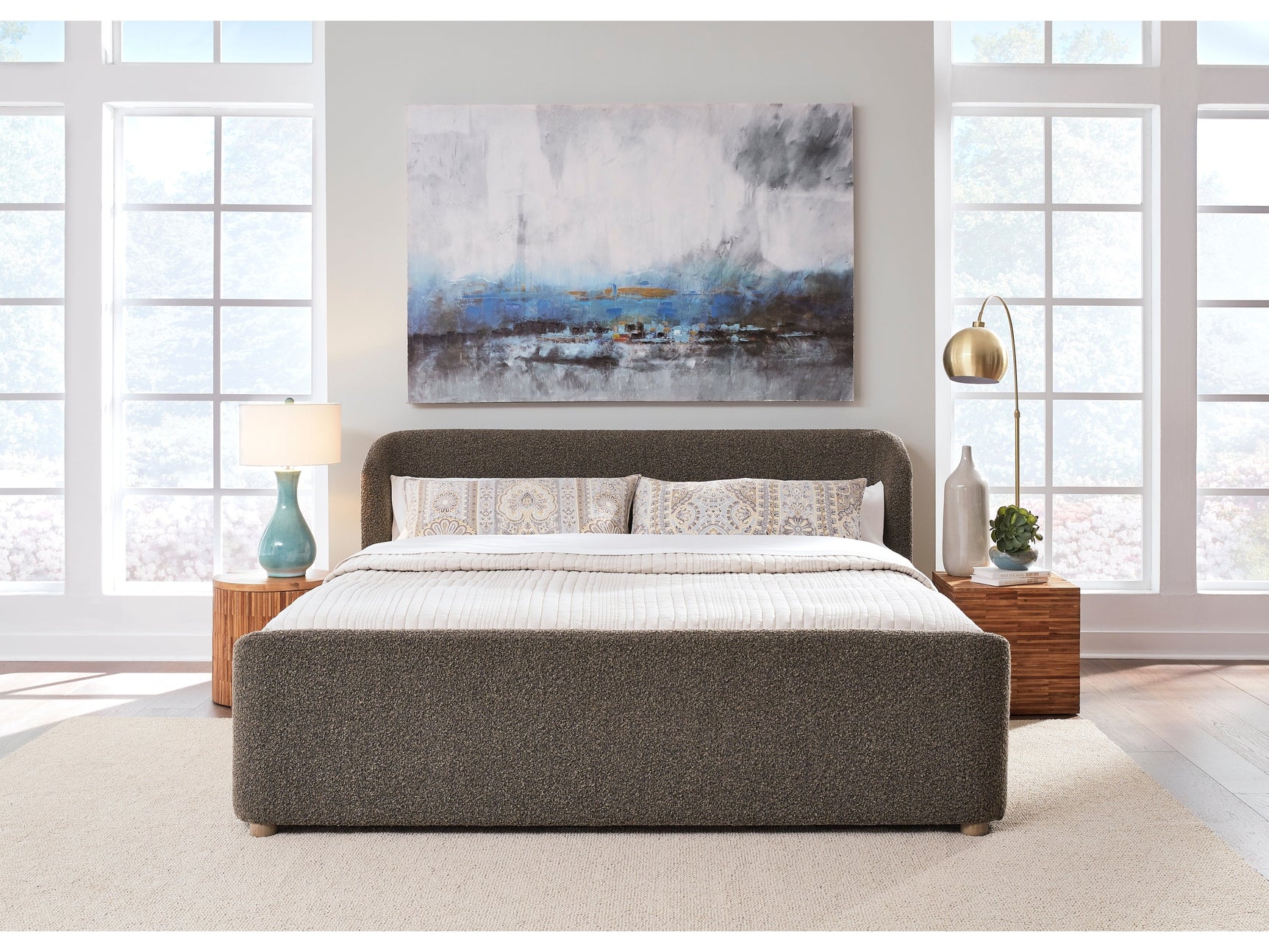 Virgil Kiki Pumpernickel California King Upholstered Platform Bed - Ornate Home