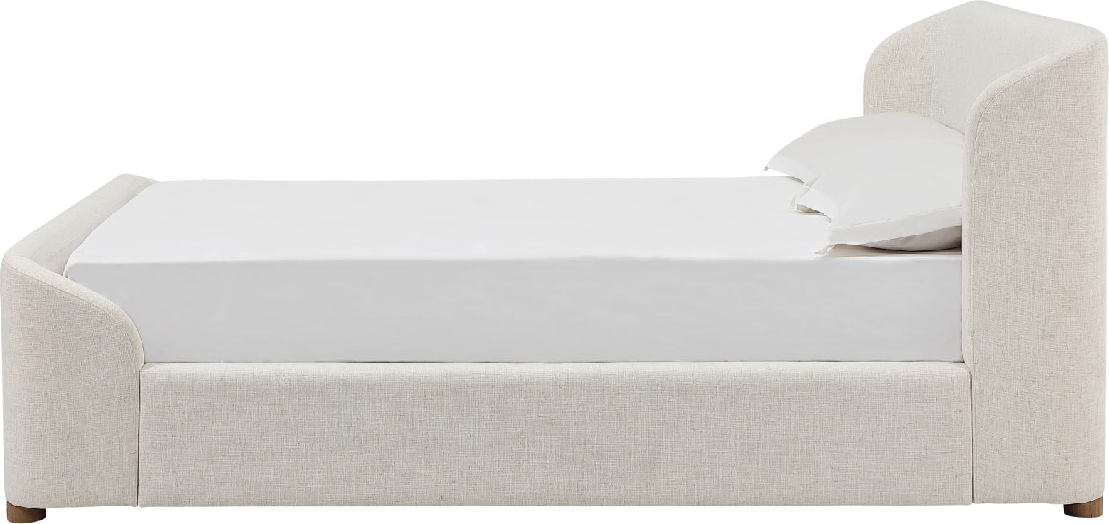 Virgil Kiki Whipped Honey Queen Upholstered Platform Bed - Ornate Home