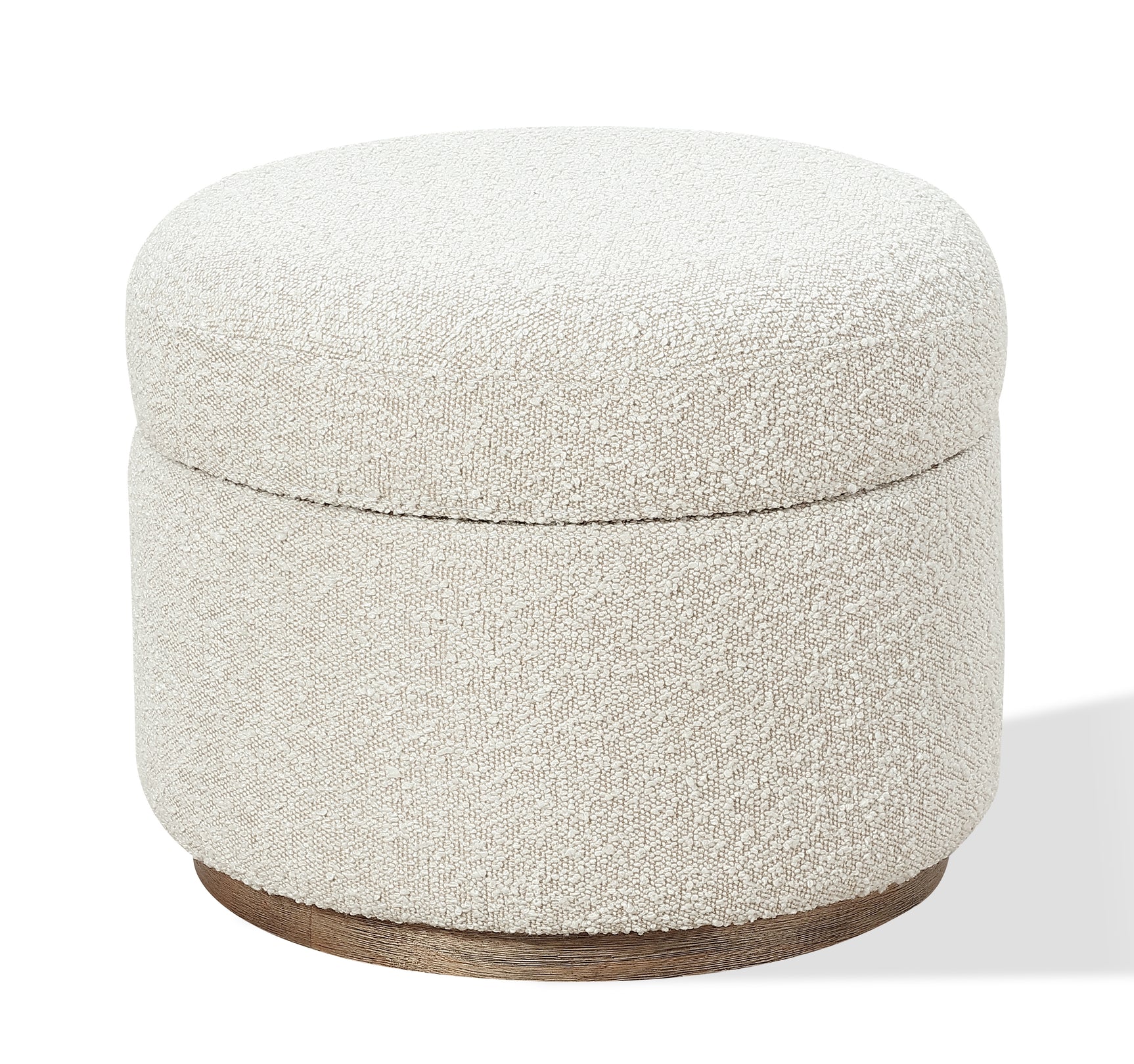 Virgil Off-White Upholstered Storage Ottoman in Ricotta Boucle - Ornate Home