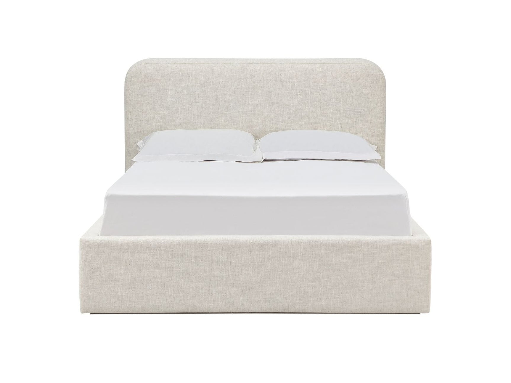 Virgil Off-White Whipped Honey King Upholstered Platform Bed - Ornate Home