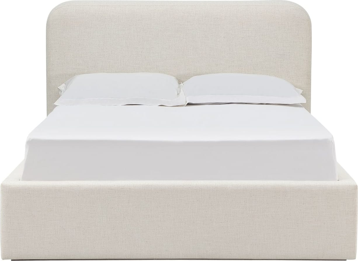 Virgil Off-White Whipped Honey King Upholstered Platform Bed - Ornate Home