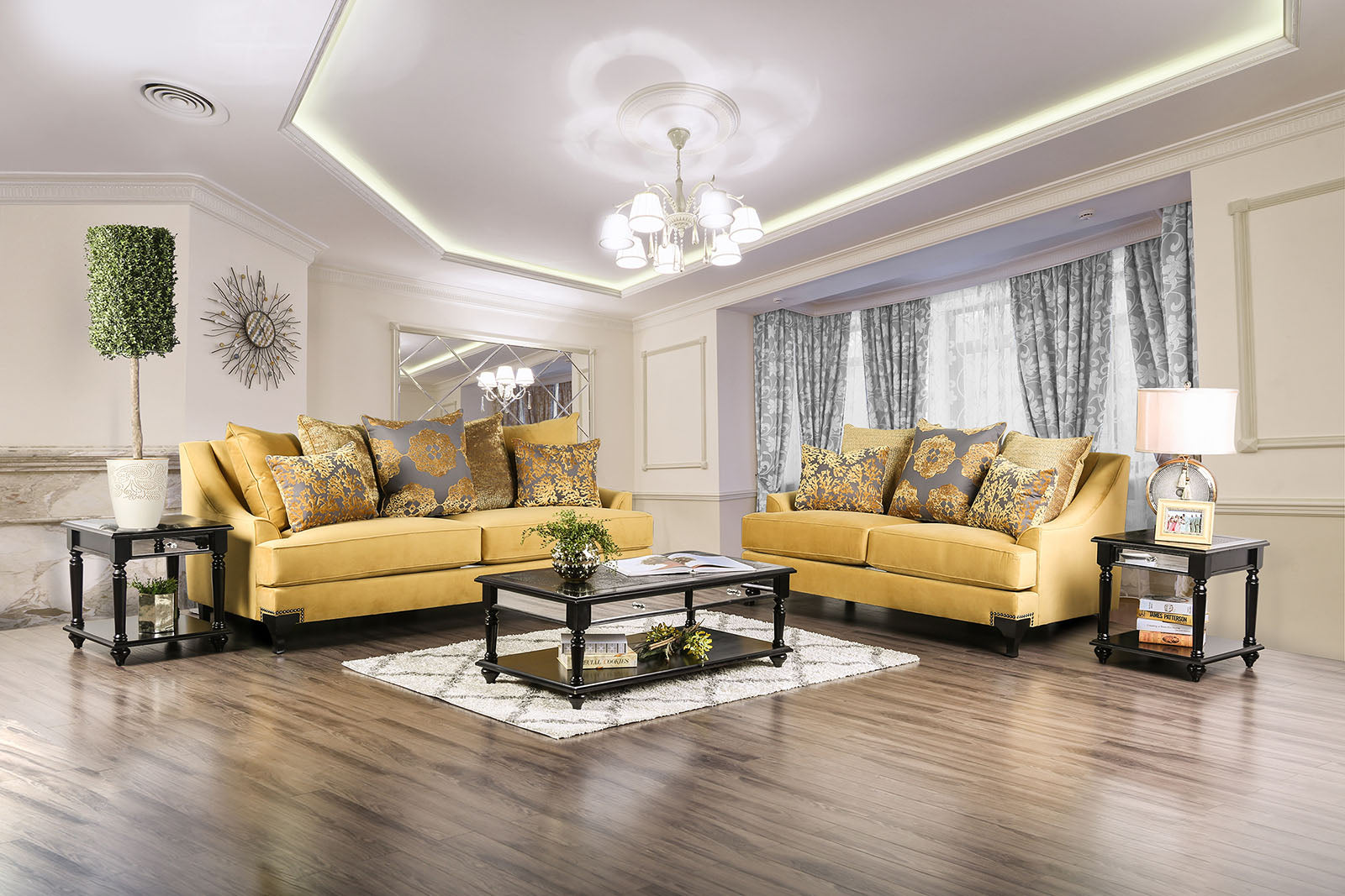 Viscontti Gold/Gray Sofa - Ornate Home