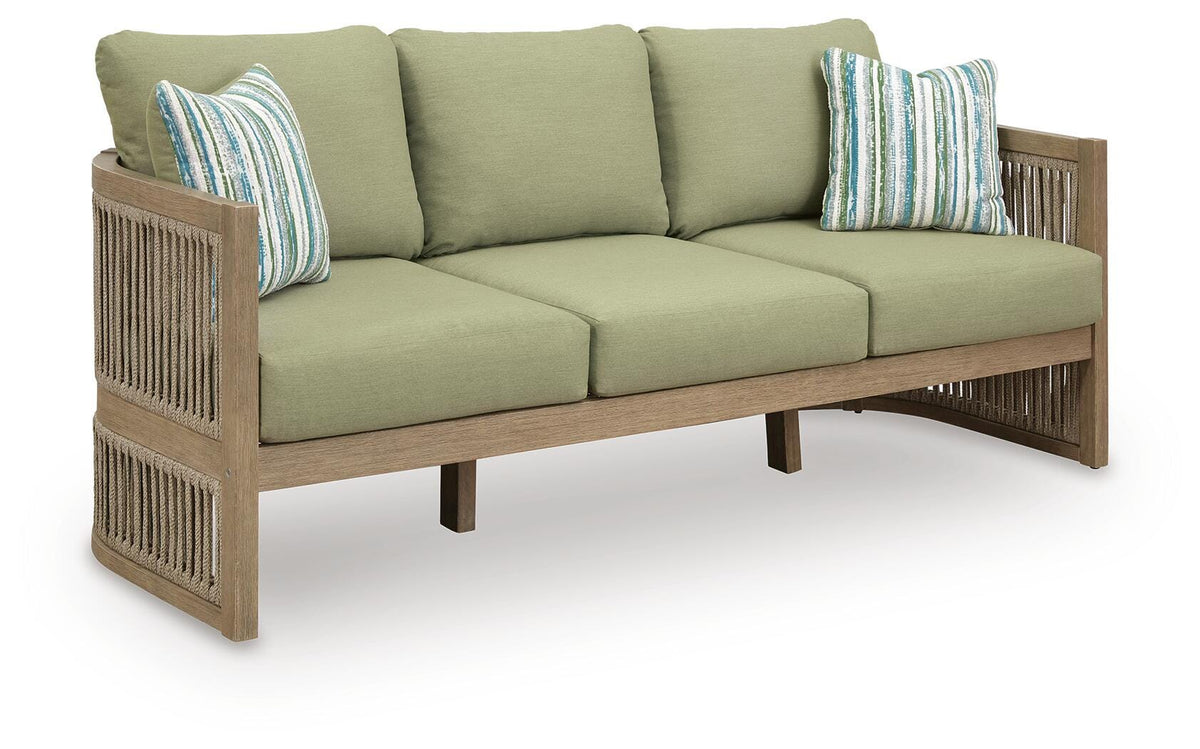 Vision Lane Beige/Green Outdoor Sofa with Cushion - Ornate Home