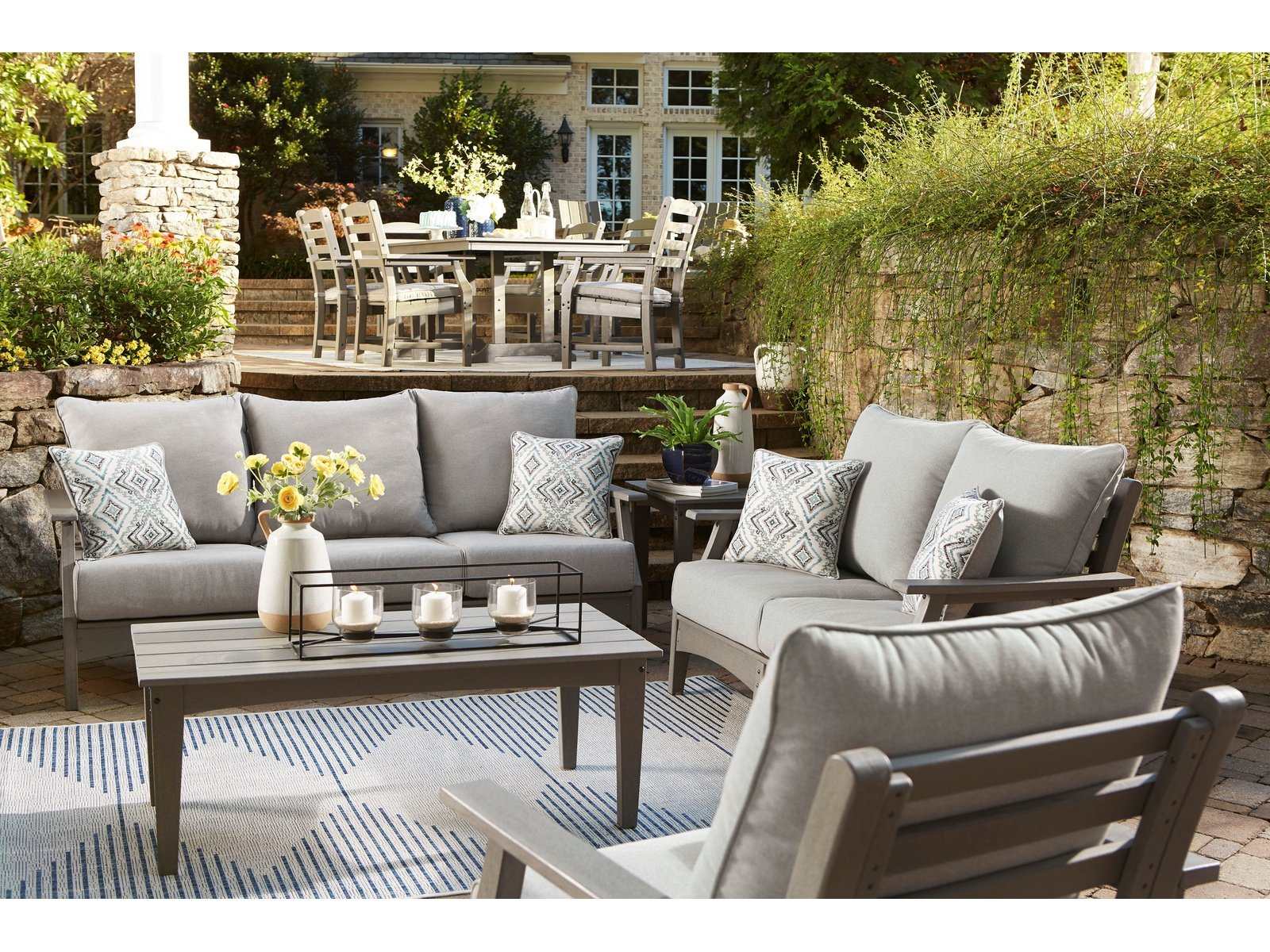Visola Gray Outdoor Conversation Set / 2pc - Ornate Home