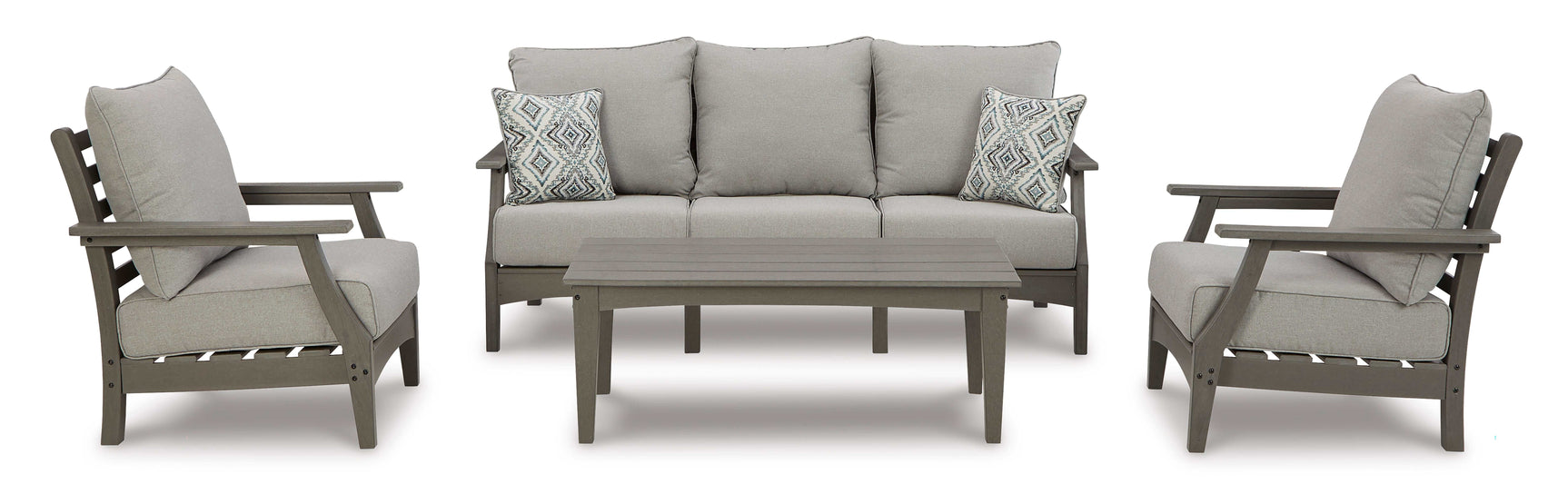 Visola Gray Outdoor Conversation Set w/ Sofa Coffee Table / 4pc - Ornate Home