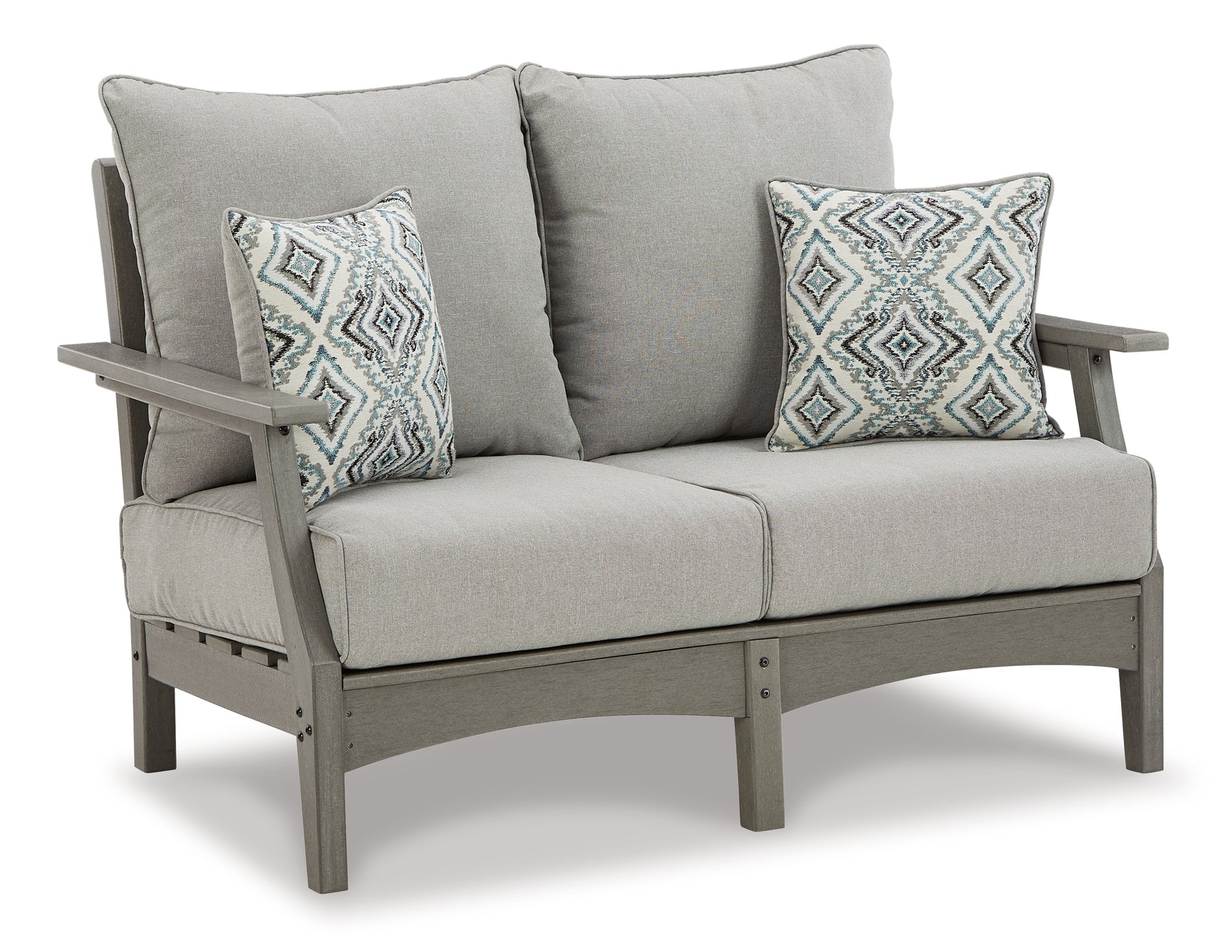 Visola Gray Outdoor Loveseat, 2 Lounge Chairs and Coffee Table - Ornate Home