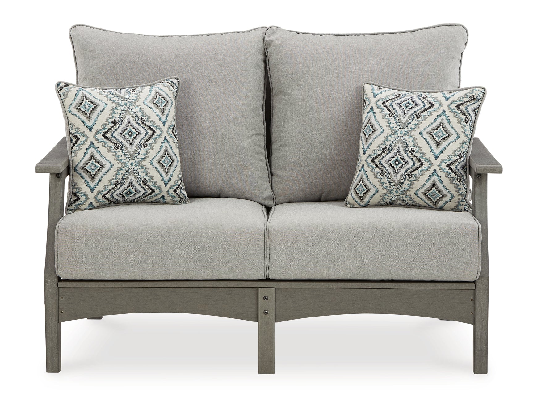 Visola Gray Outdoor Loveseat, 2 Lounge Chairs and Coffee Table - Ornate Home
