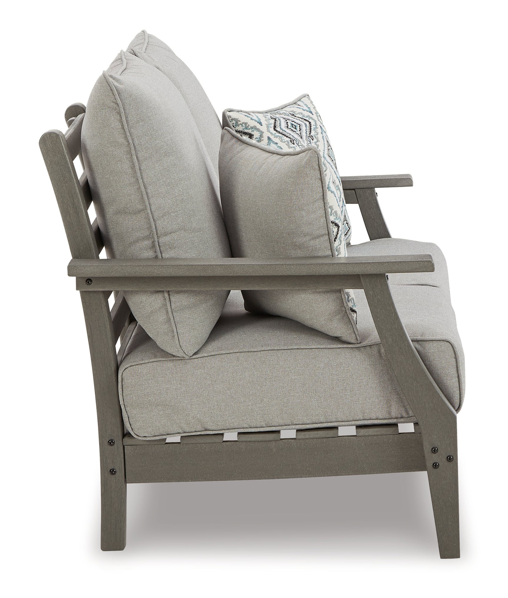 Visola Gray Outdoor Loveseat, 2 Lounge Chairs and Coffee Table - Ornate Home