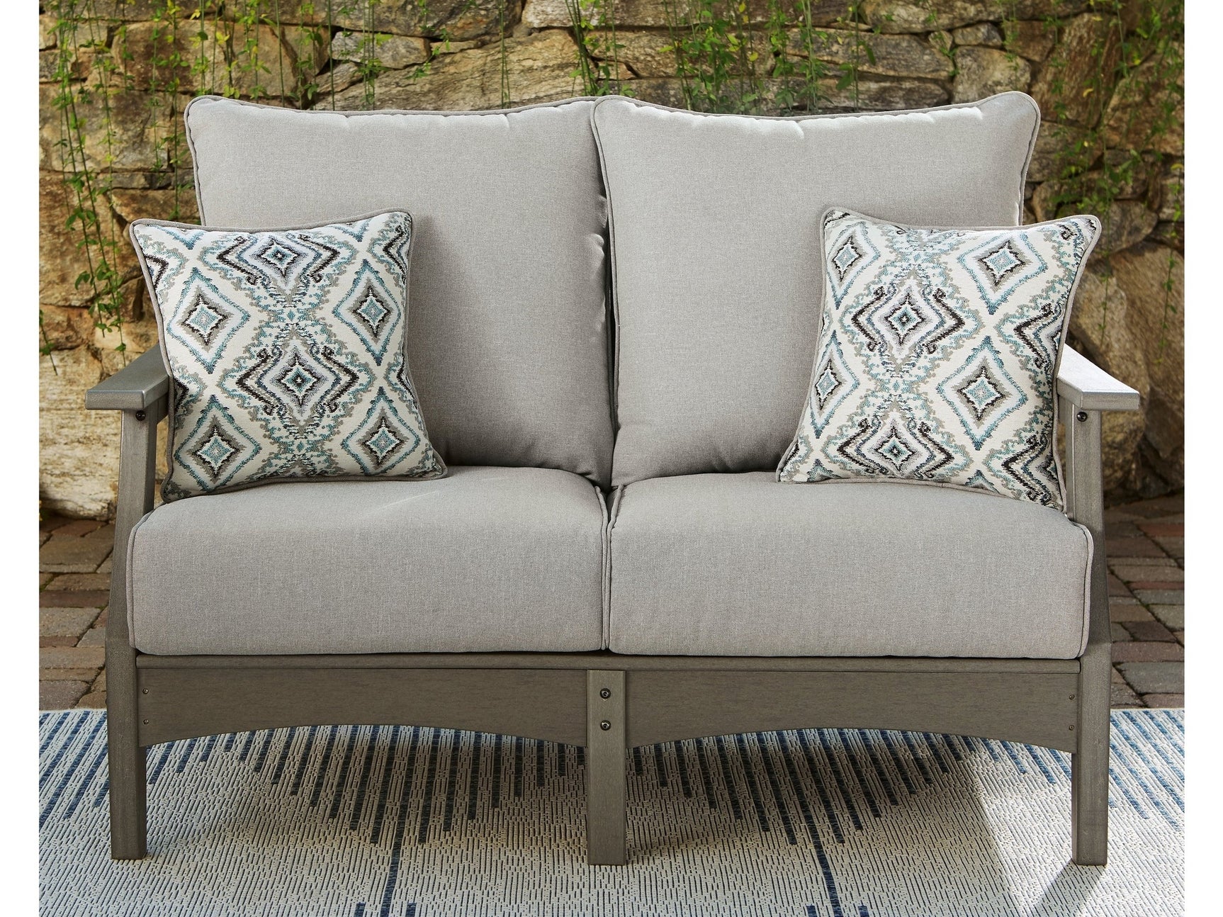 Visola Gray Outdoor Loveseat w/ Cushion - Ornate Home