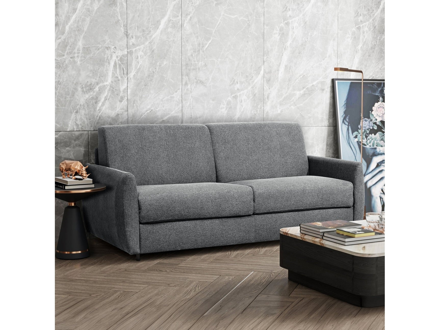 Vitale Dark Gray Pull-Out Full Memory Foam Sleeper Sofa - Ornate Home
