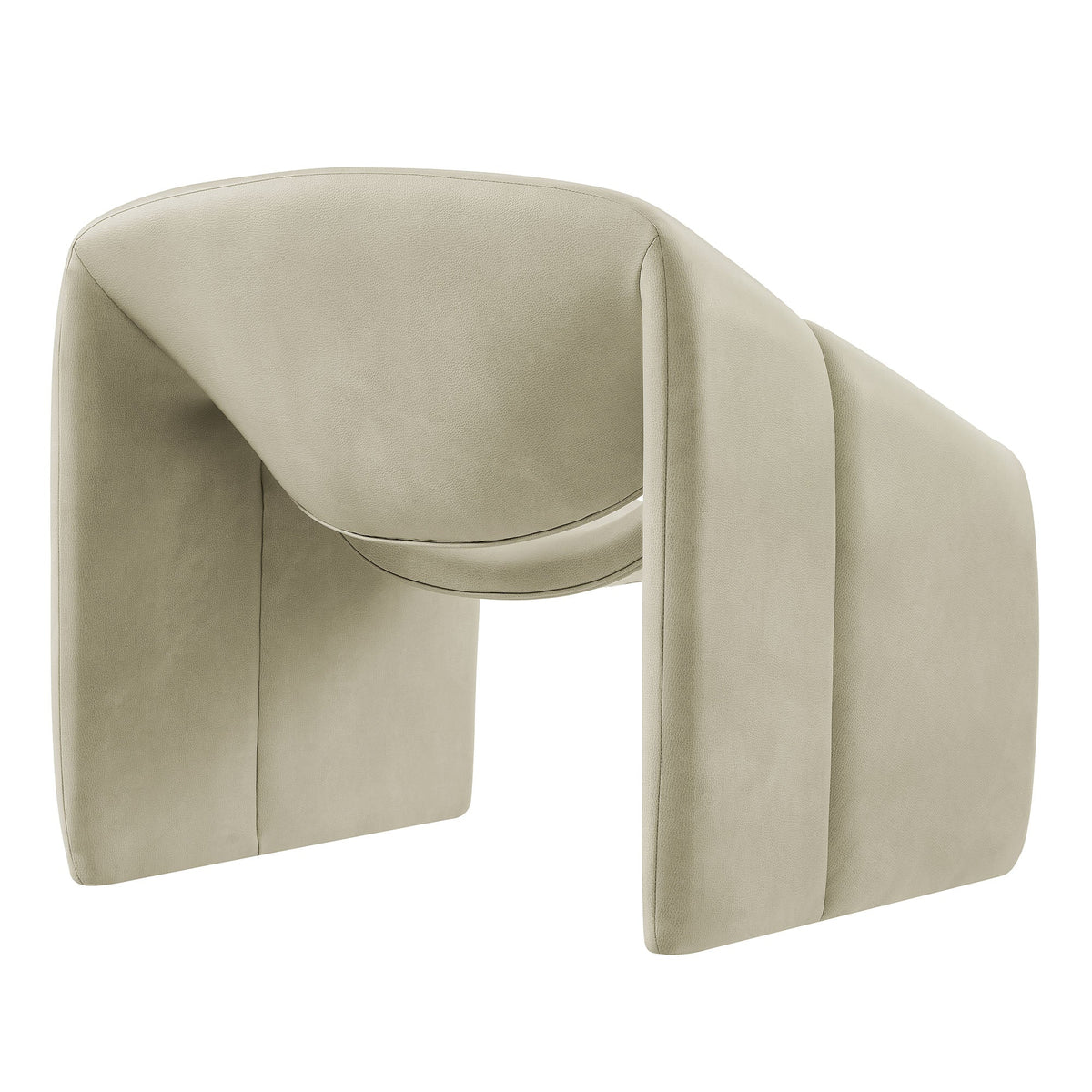 Vivi Mineral Vegan Leather Curved Arm Accent Chair - Ornate Home