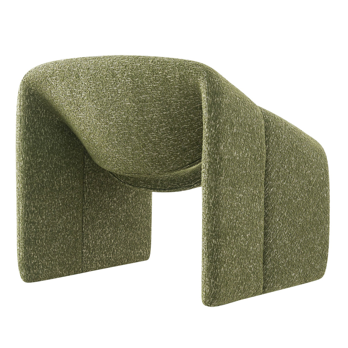 Vivi Olive Looped Textural Fabric Curved Arm Accent Chair - Ornate Home