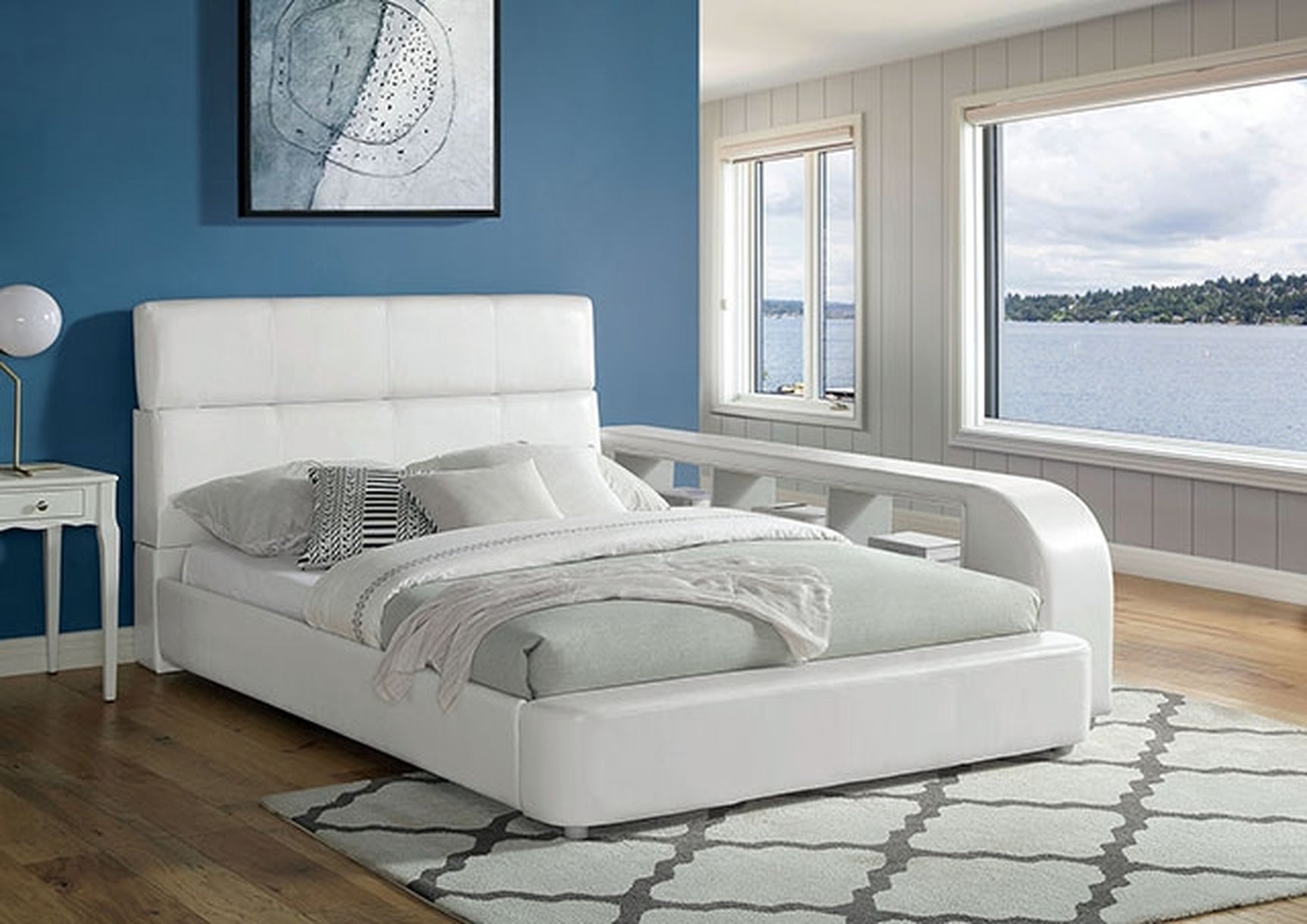 Vodice White Queen Bed w/ Bookcase - Ornate Home