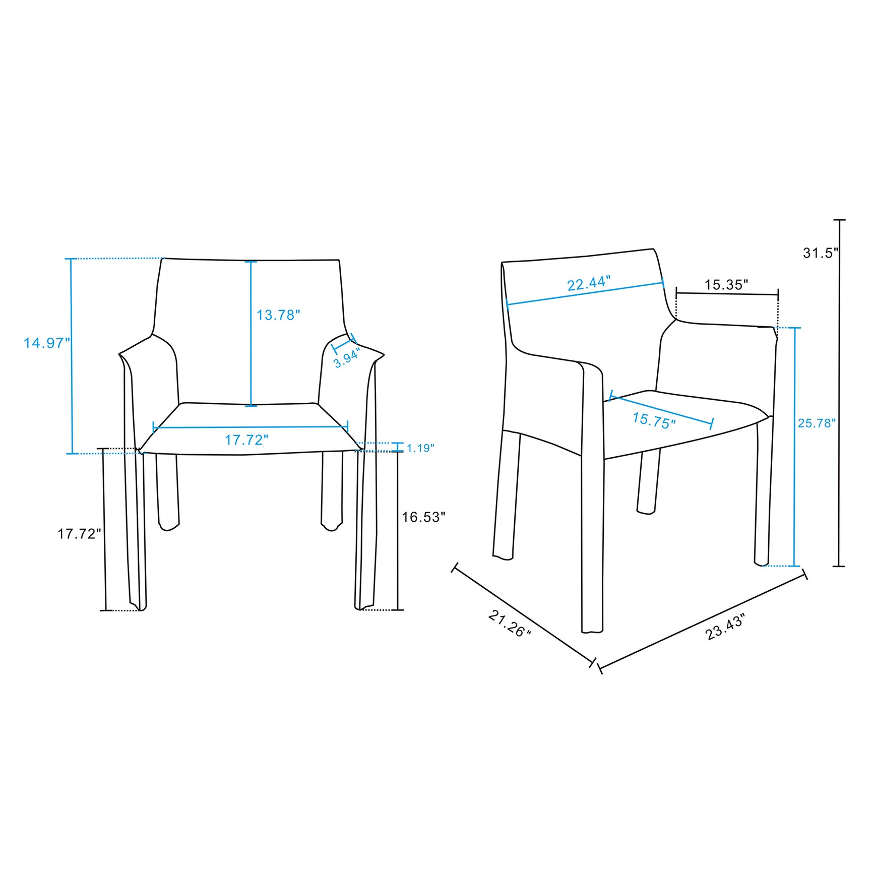 Vogue Arm Chair in Grey - Ornate Home