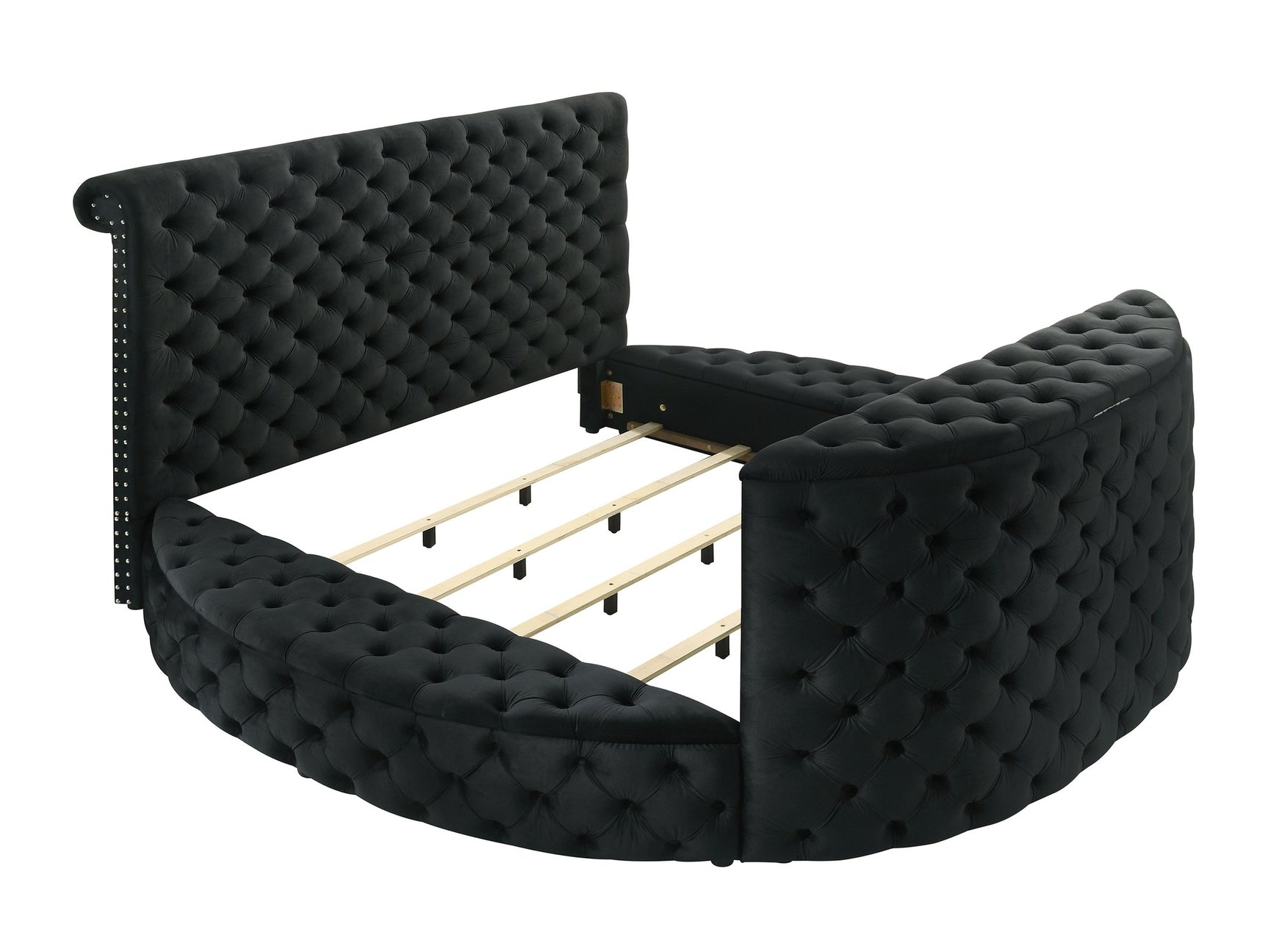 Voltare Black King Bed w/ Fireplace and TV Lift - Ornate Home