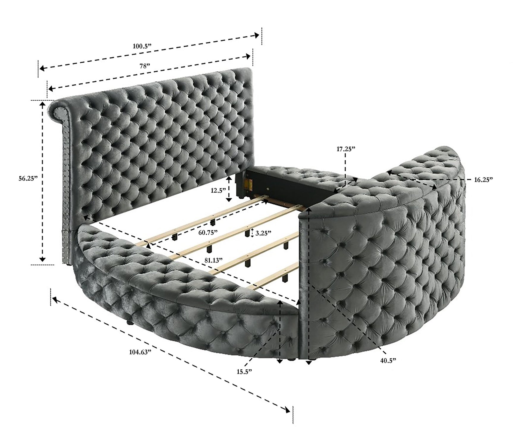 Voltare Gray Queen Bed w/ Fireplace and TV Lift - Ornate Home