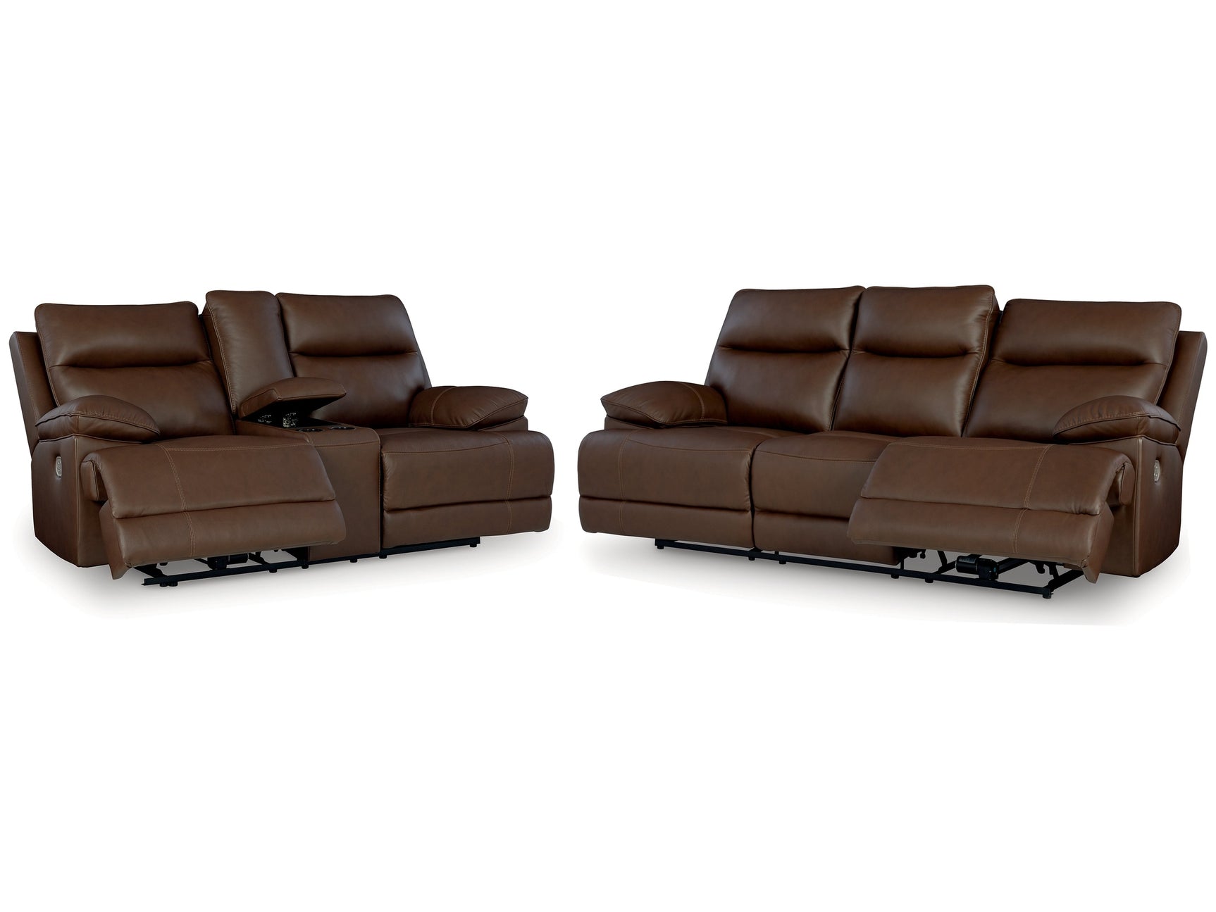 VonRyan Tobacco Power Reclining Sofa and Loveseat - Ornate Home