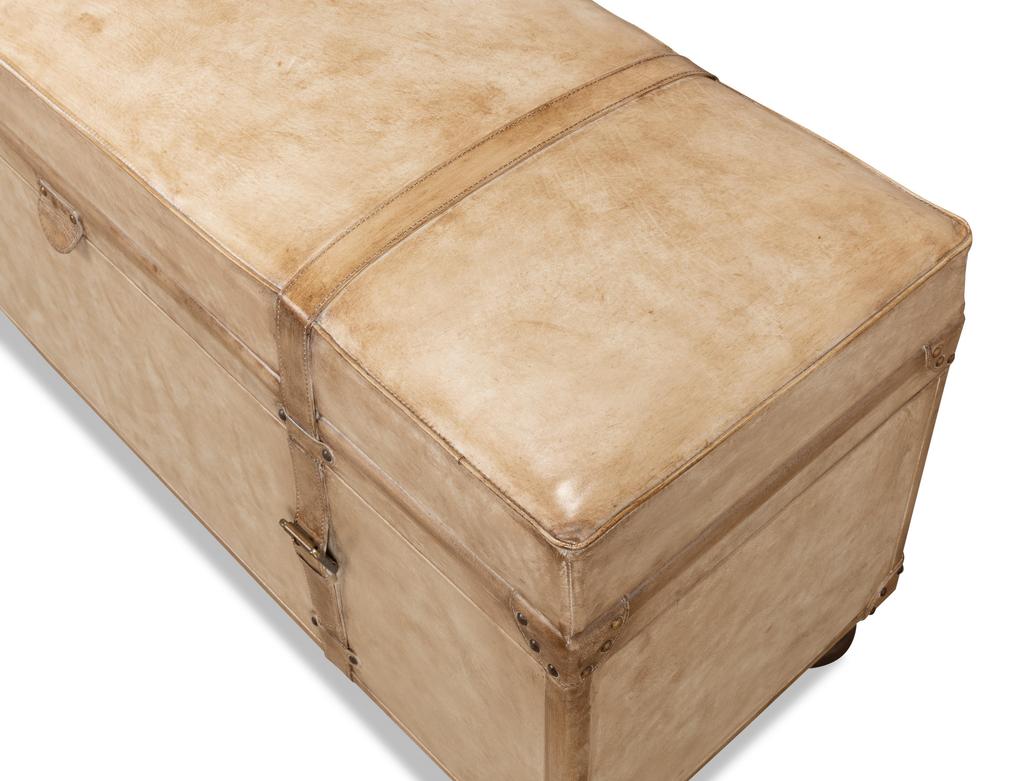 Voyage Leather Beige Leather Trunk/Bench - Ornate Home