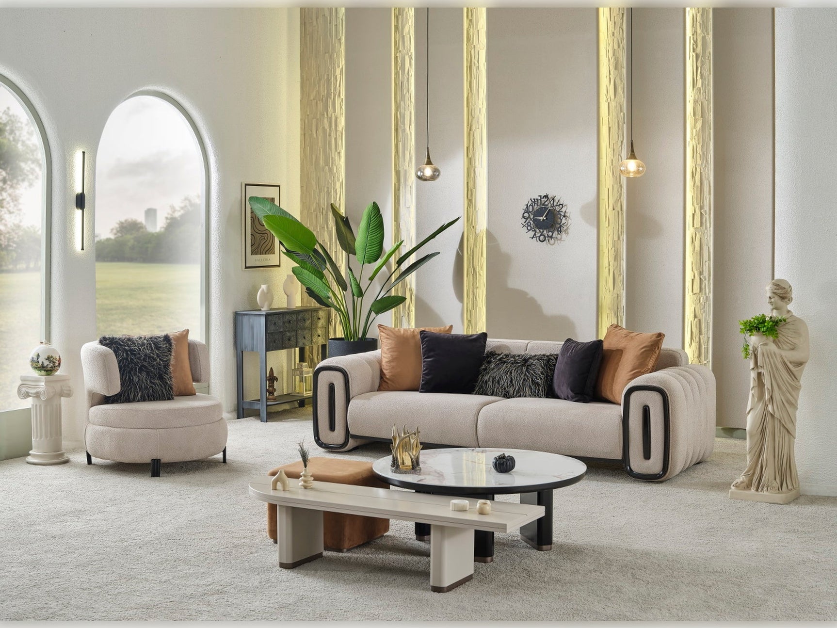 Voyance Beige 4-pieces (2 Four Seat Sofa & 2 Chair) Living Room Set