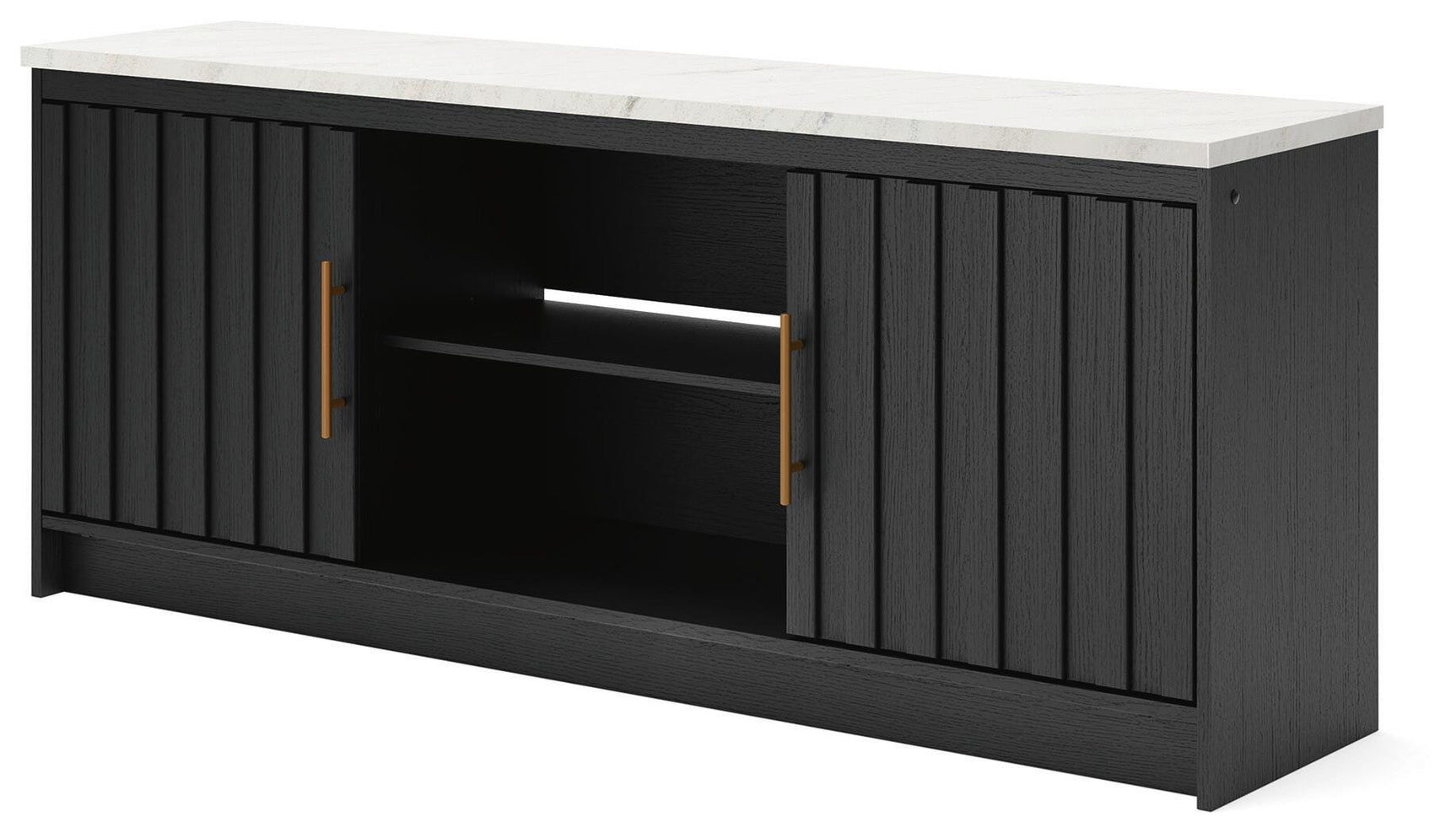 Cadmori Black/White XL TV Stand w/Fireplace Option