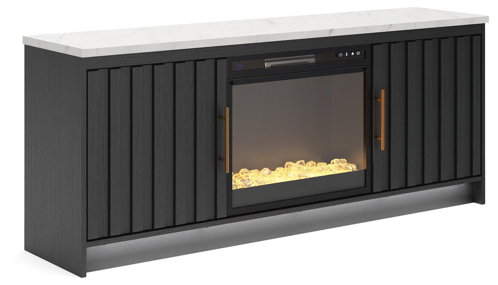 Cadmori Black/White 63" TV Stand with Electric Fireplace (Online Special Price)