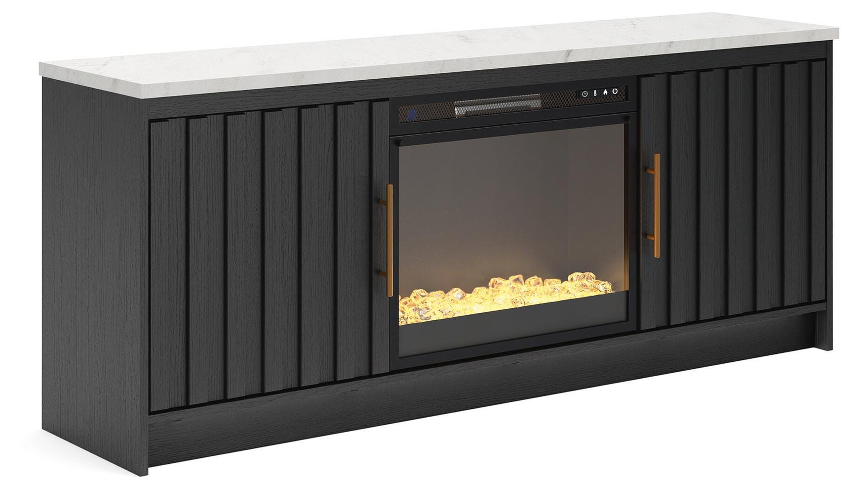 Cadmori Black/White 63" TV Stand with Electric Fireplace (Online Special Price)