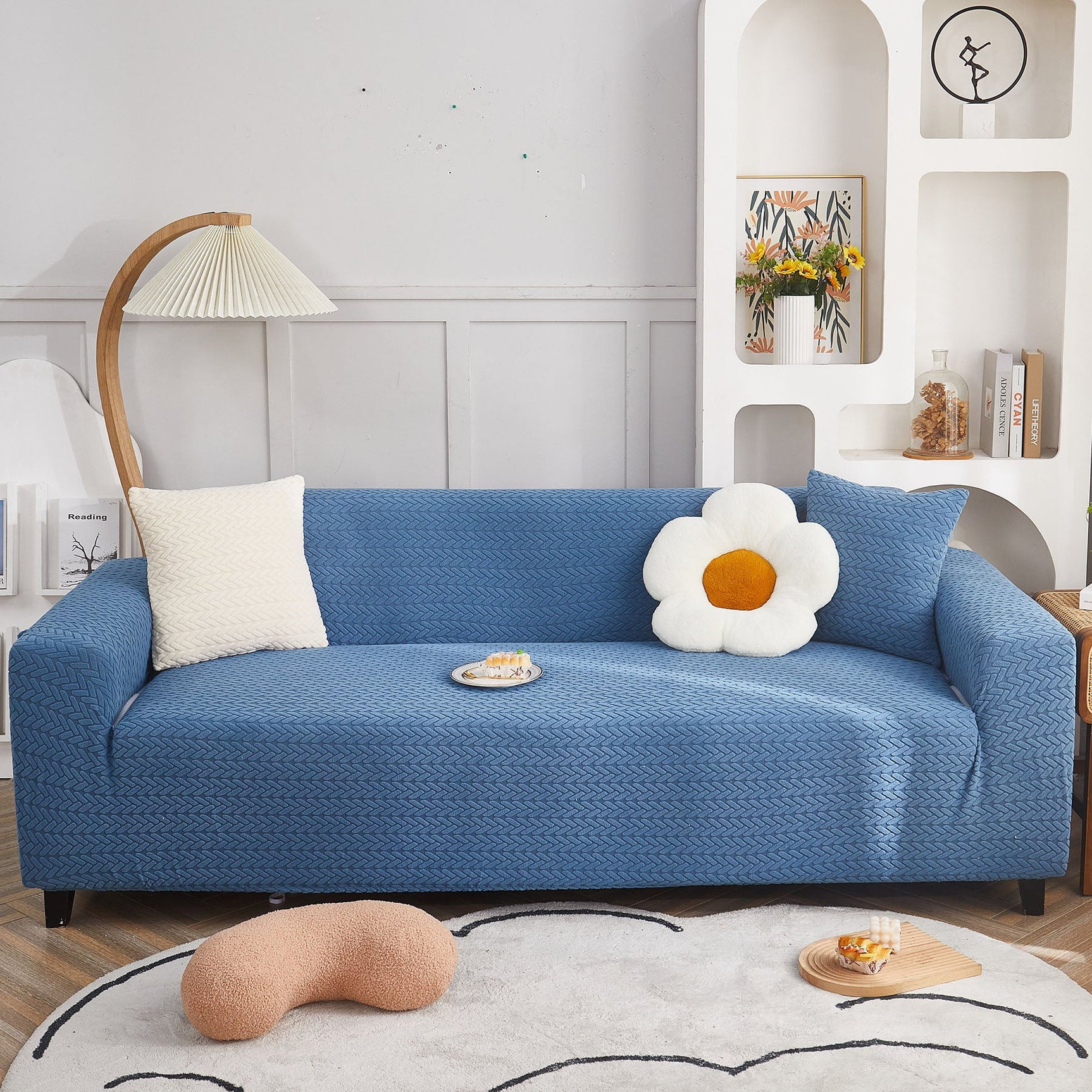 3D Geometric Stretch Sofa Slipcovers Non Slip Pet Friendly Washable Fitted Sofa Covers