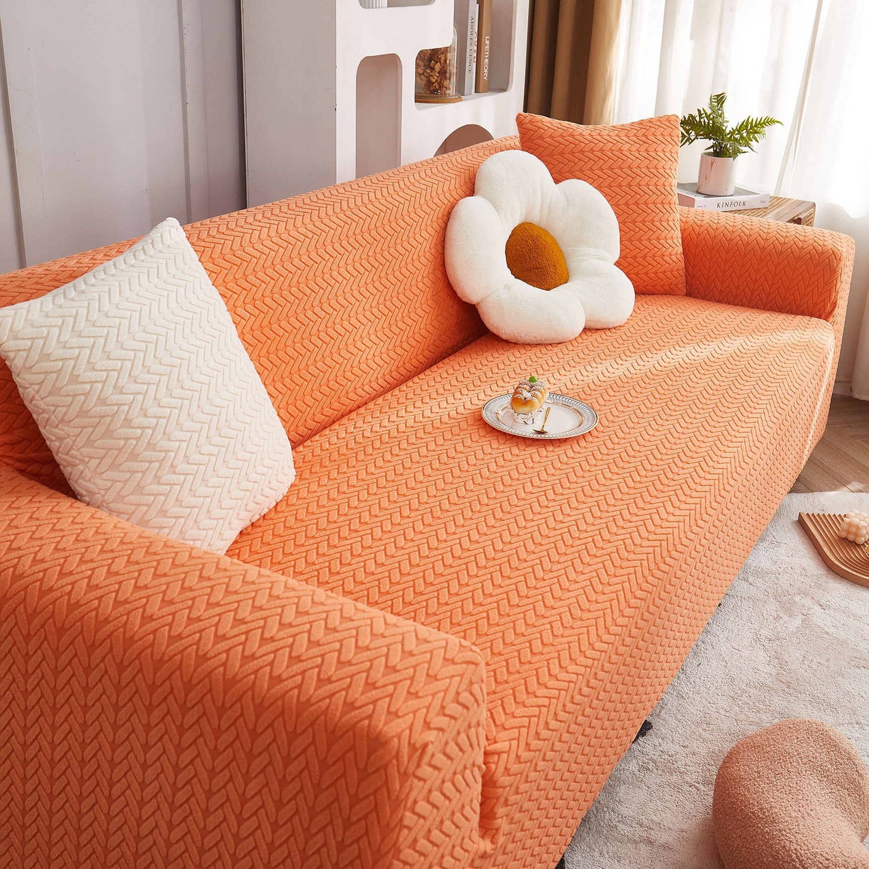 3D Geometric Stretch Sofa Slipcovers Non Slip Pet Friendly Washable Fitted Sofa Covers