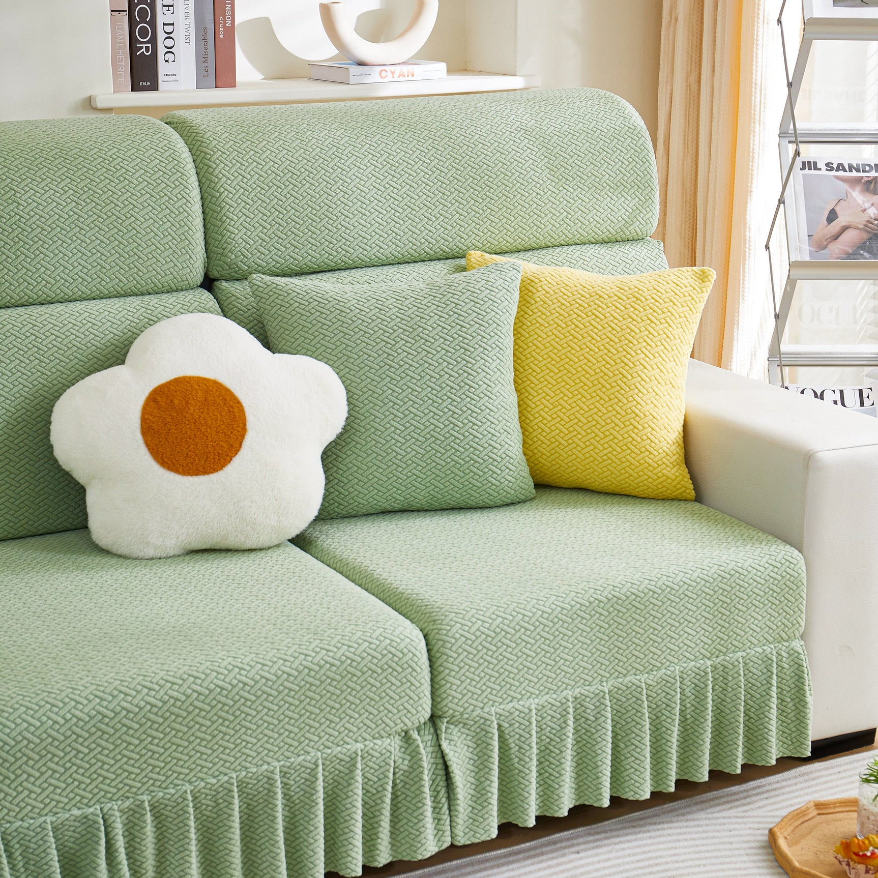 Tailored Sofa Cushion Covers Stretch Couch Seat Covers with Skirt for Sectional Sofas