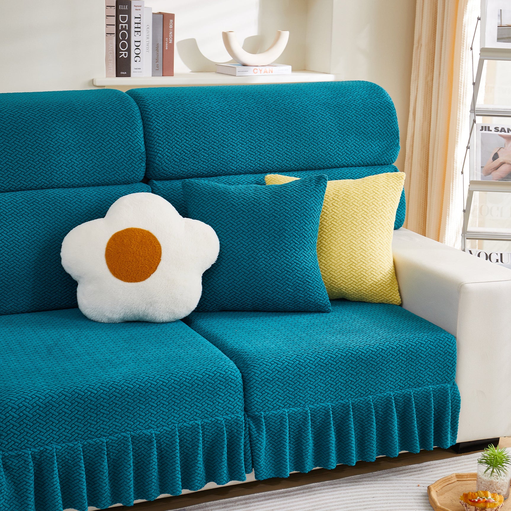 Tailored Sofa Cushion Covers Stretch Couch Seat Covers with Skirt for Sectional Sofas