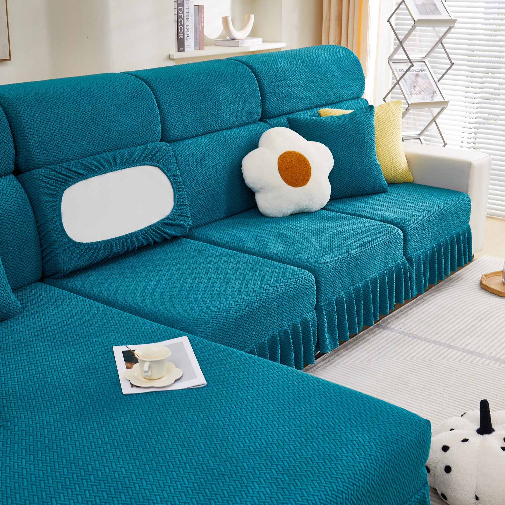 Tailored Sofa Cushion Covers Stretch Couch Seat Covers with Skirt for Sectional Sofas
