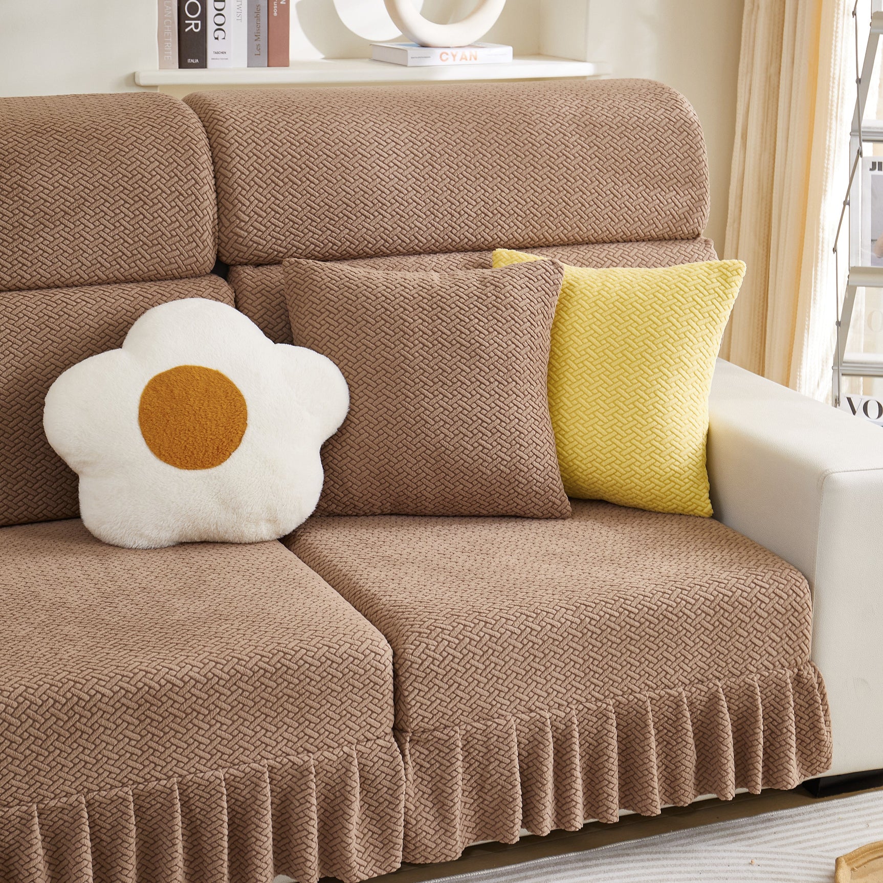 Tailored Sofa Cushion Covers Stretch Couch Seat Covers with Skirt for Sectional Sofas