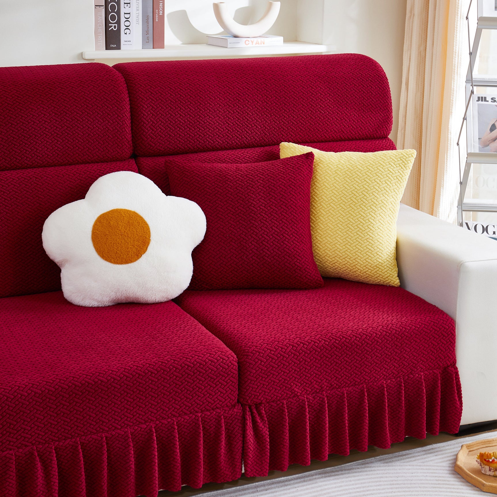 Tailored Sofa Cushion Covers Stretch Couch Seat Covers with Skirt for Sectional Sofas