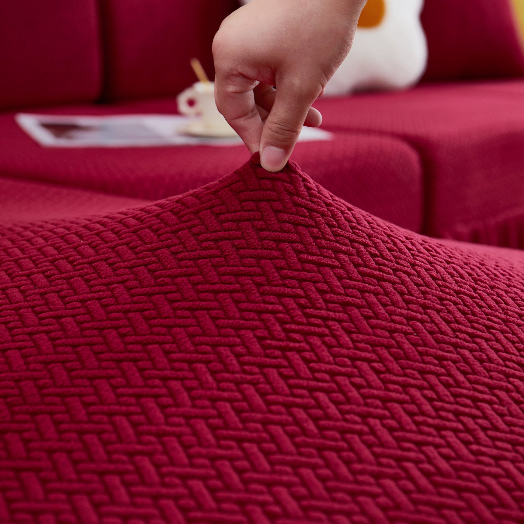 Tailored Sofa Cushion Covers Stretch Couch Seat Covers with Skirt for Sectional Sofas