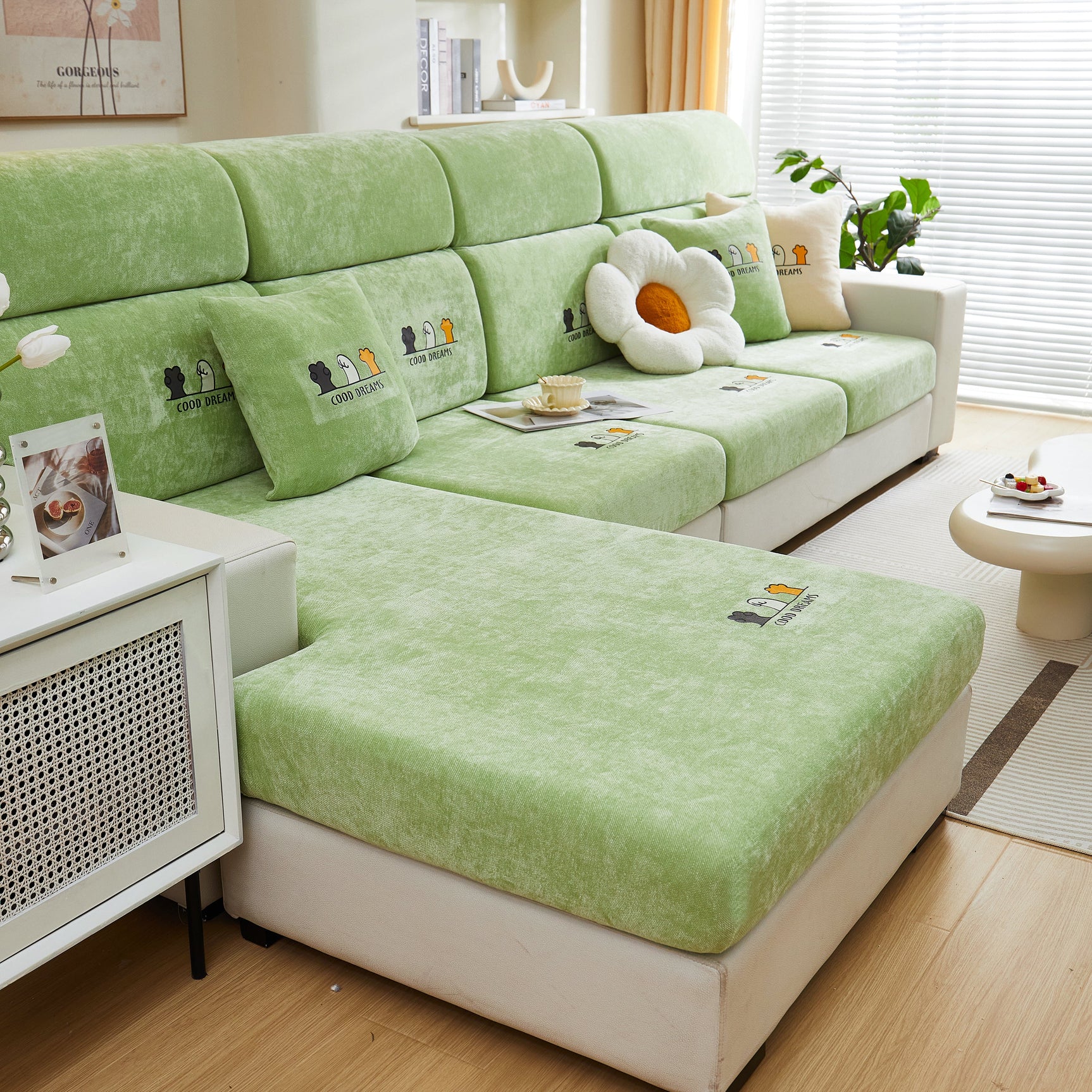 Super Stretch Seat Cushion/Couch Slipcover, Solid Couch Cushion Covers Washable Furniture Protector