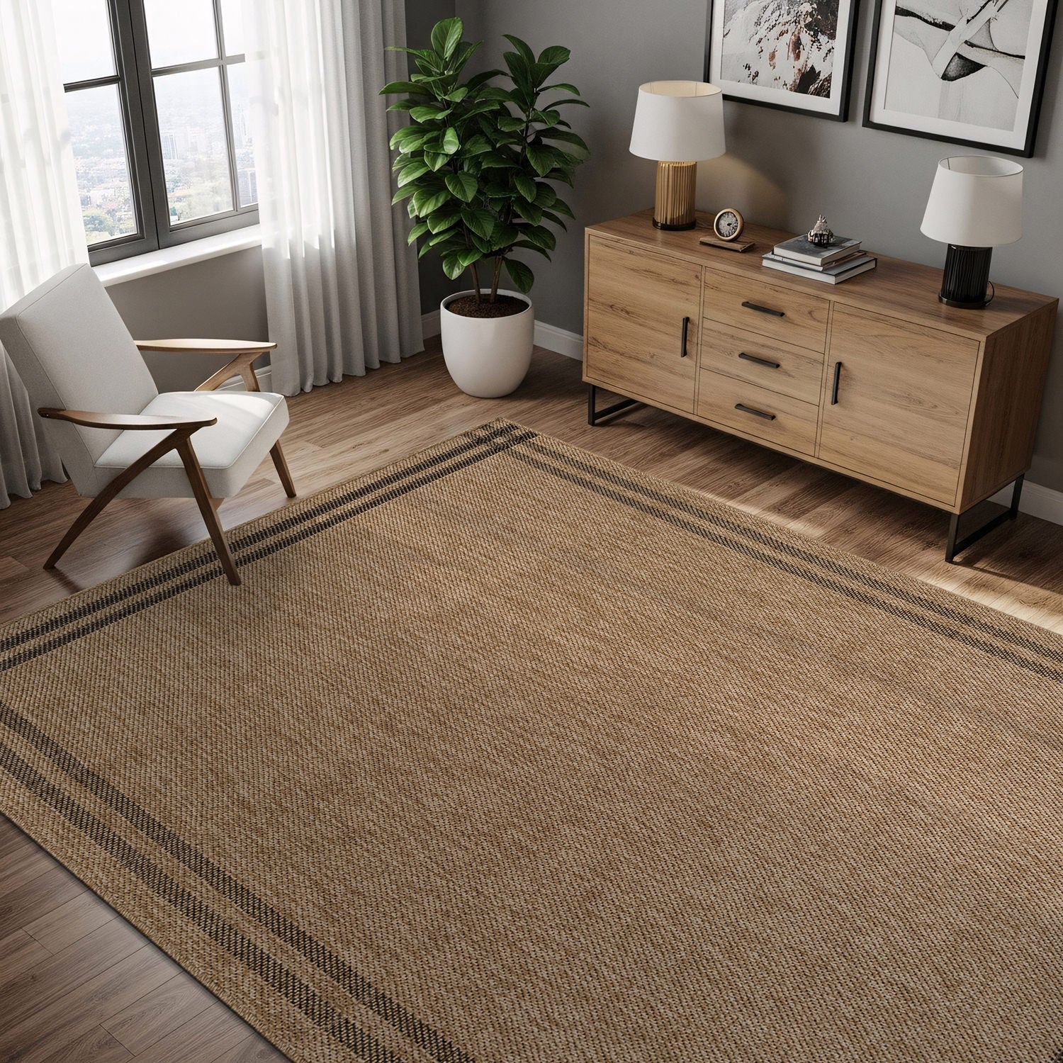Woolen Natural 7 Indoor/Outdoor Rug | Rustic Jute Style