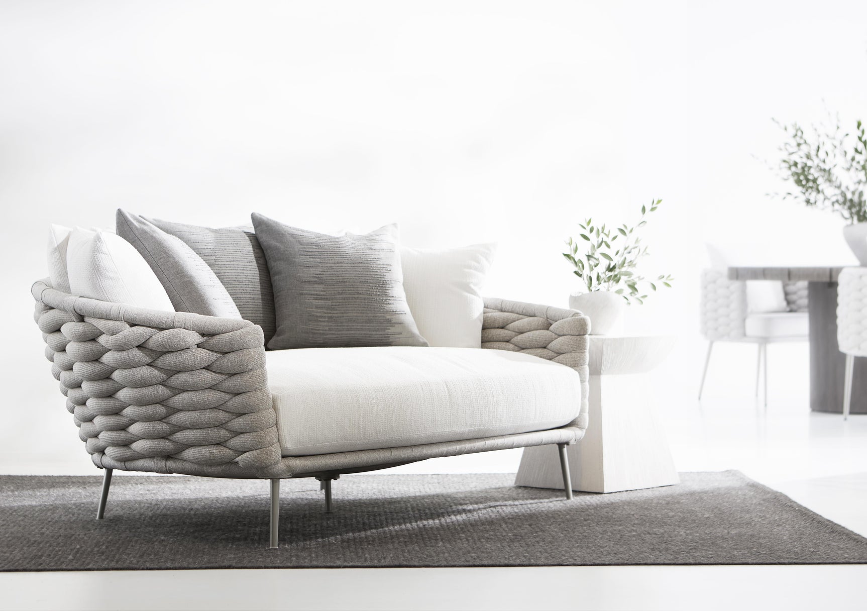 Wailea Nordic Grey/White/Cream Outdoor Daybed - Ornate Home