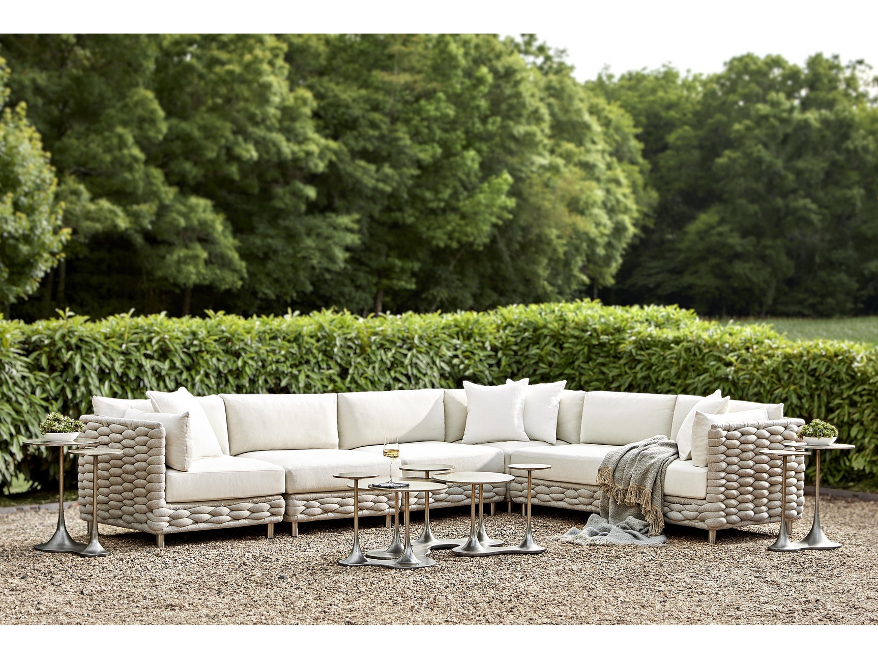 Wailea Nordic Grey/White/Cream Outdoor Sectional - Ornate Home