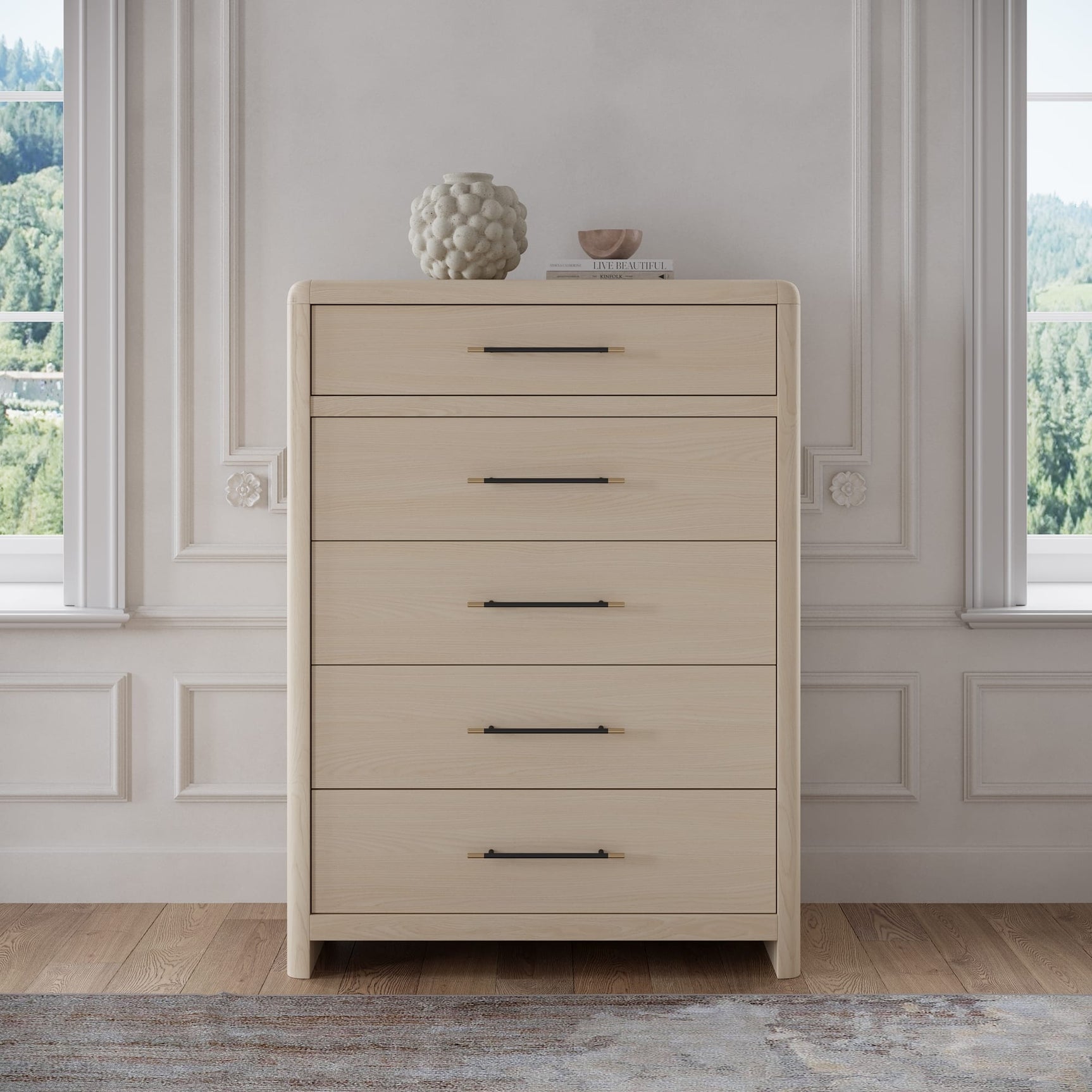 Wallen White Sand 5 Drawer Chest - Ornate Home