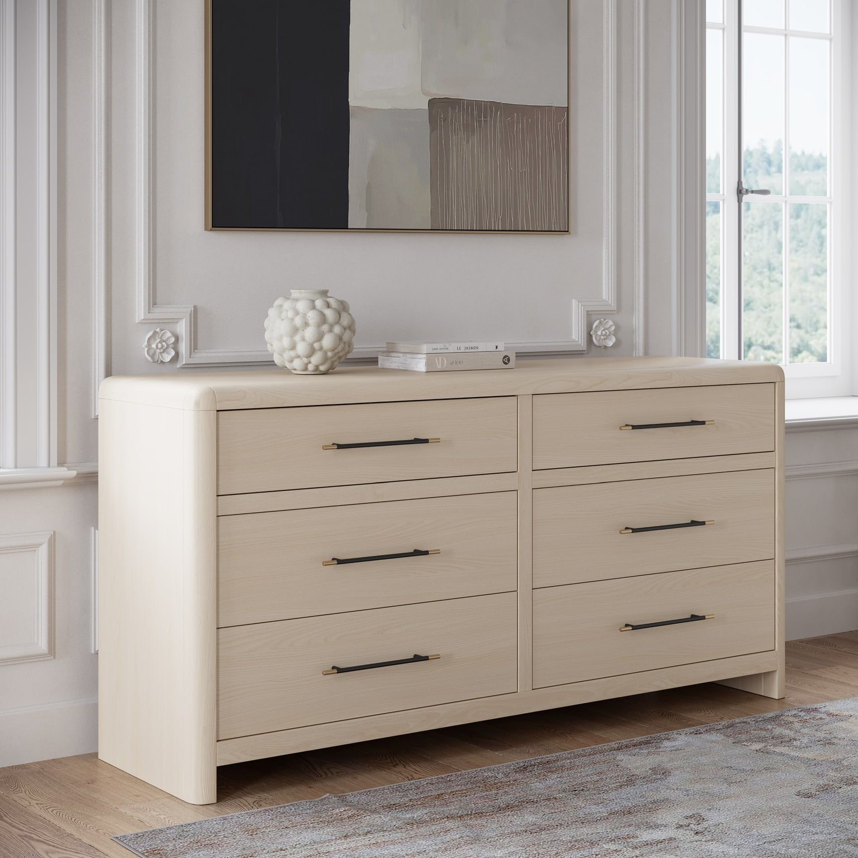 Wallen White Sand 6 Drawer Dresser - Ornate Home
