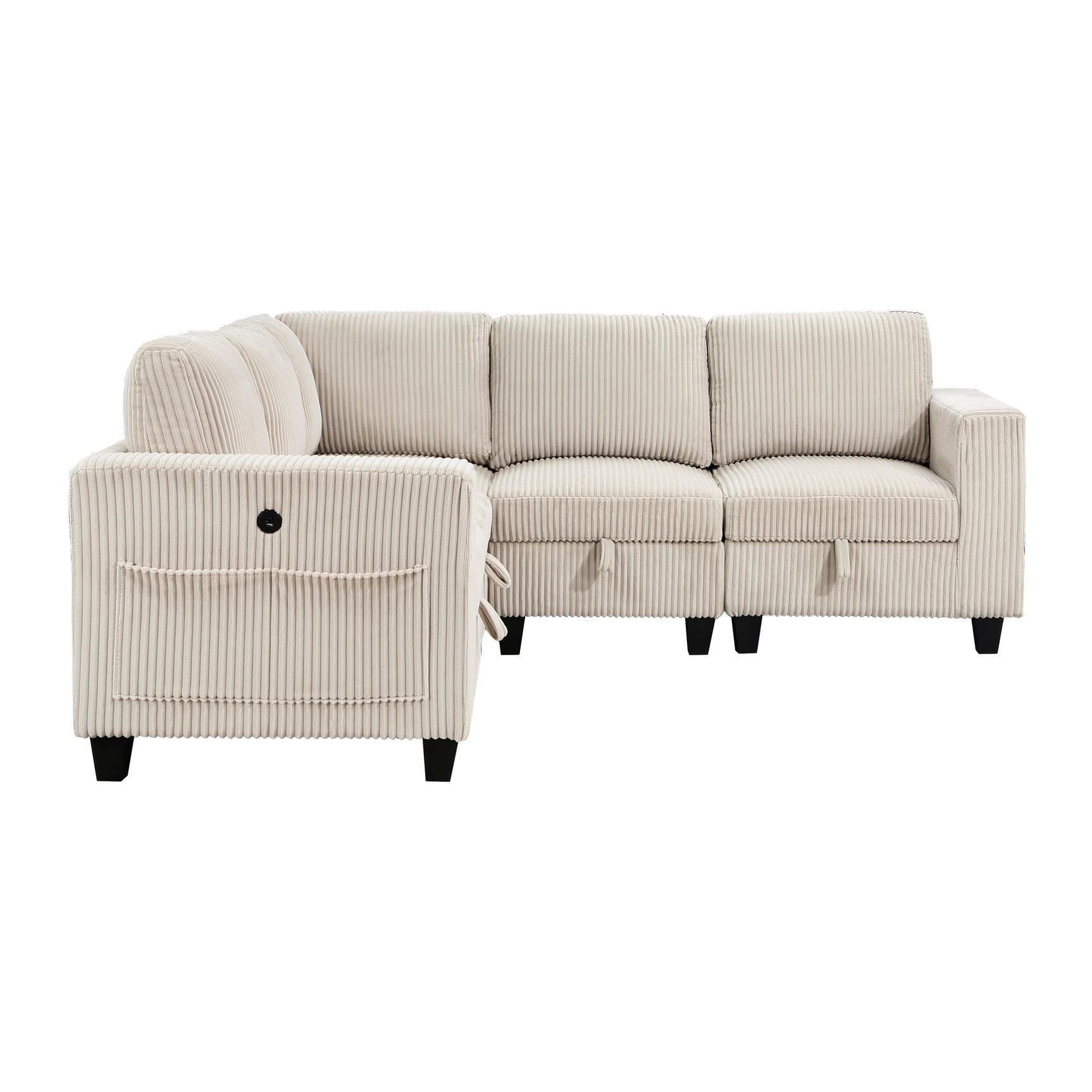 Walterboro Beige 5-Piece Sectional with Storage Pouches - Ornate Home