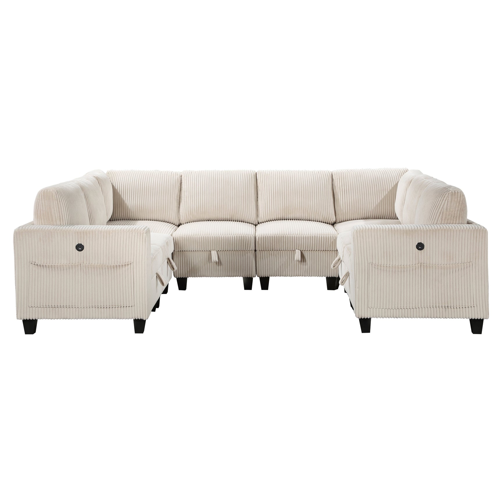 Walterboro Beige 8-Piece Sectional with Storage Pouches - Ornate Home